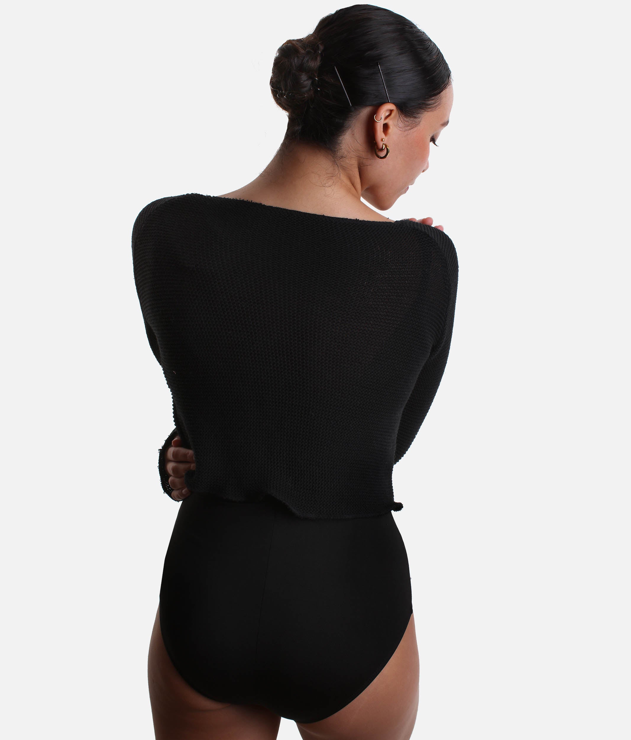 HUMAIRA Cropped Raglan Long-Sleeve Dance Sweater for Ballet Warmup - 6674
