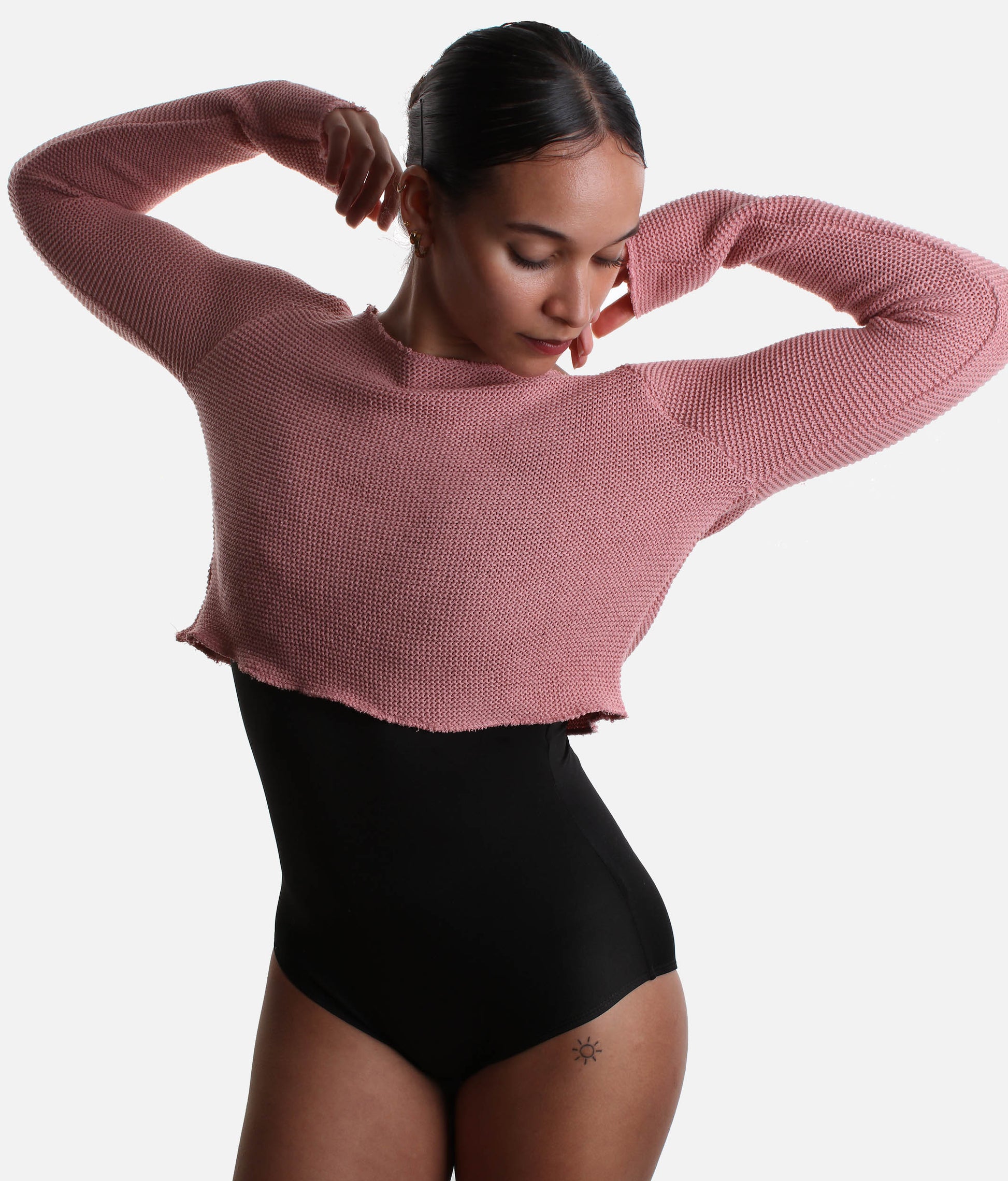 HUMAIRA Cropped Raglan Long-Sleeve Dance Sweater for Ballet Warmup - 6674