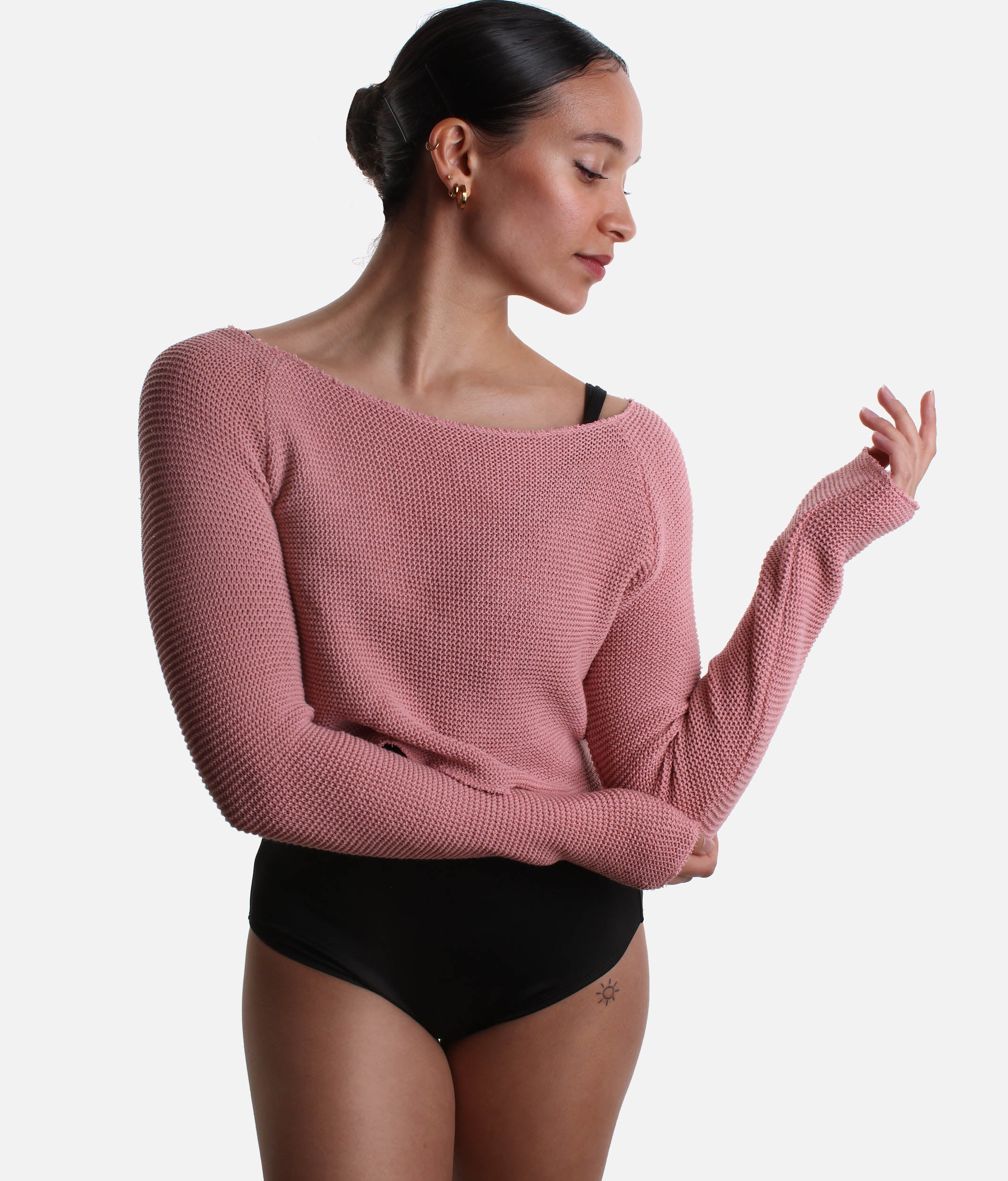 HUMAIRA Cropped Raglan Long-Sleeve Dance Sweater for Ballet Warmup - 6674