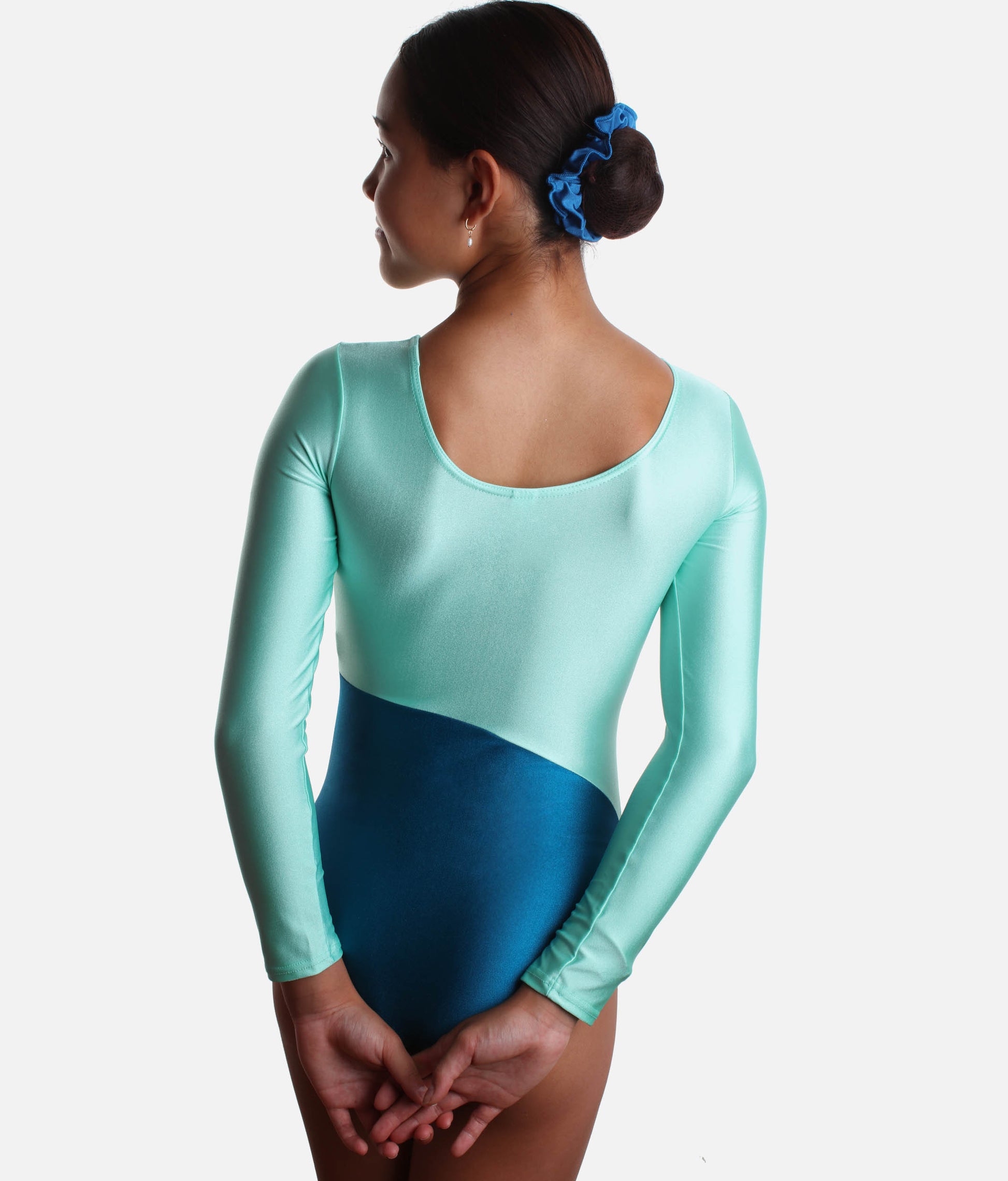 Girls Long Sleeve Gymnastics Leotard, Performance Fit - 7813 (MALLARD)