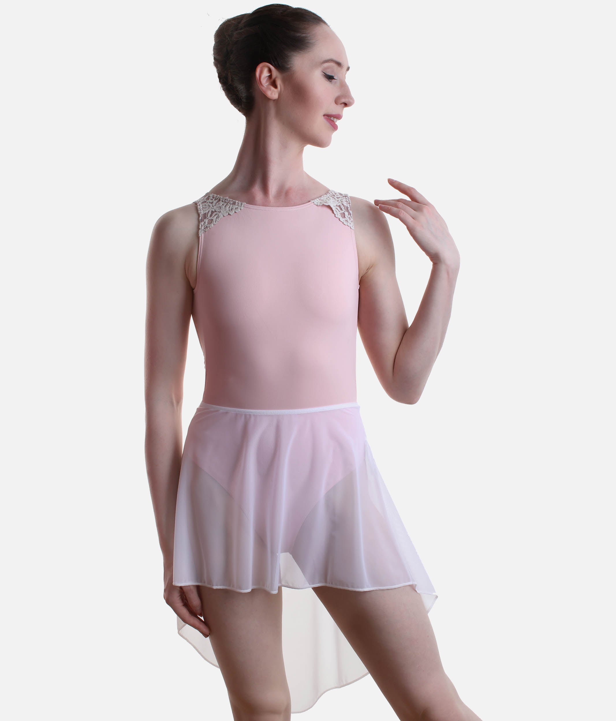 Asymmetrical Tulle Ballet Skirt, Lightweight High-Low Hem - 7856