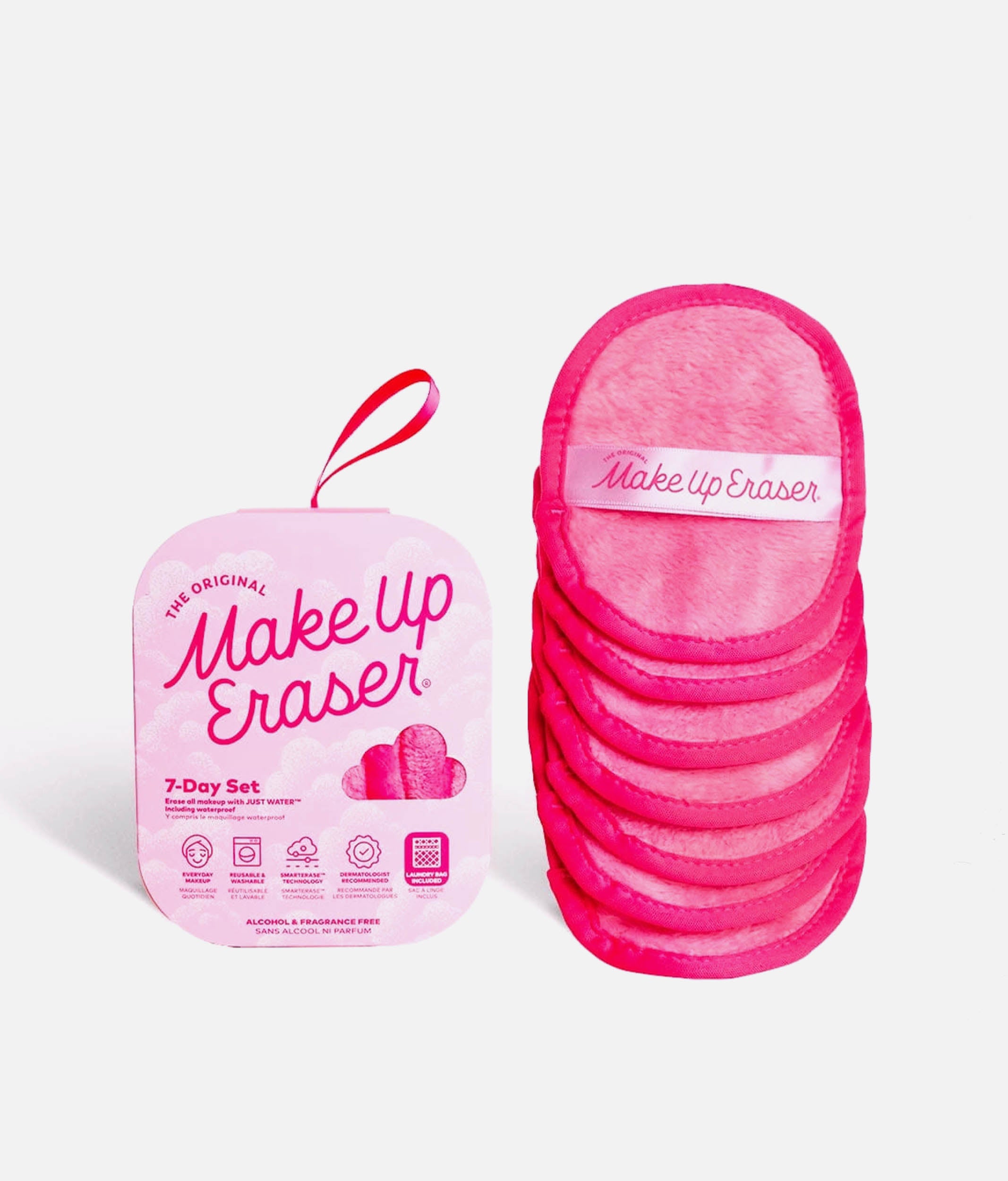 MAKEUP ERASER SET - 7 Mini Pink Wipes for Easy Makeup Removal