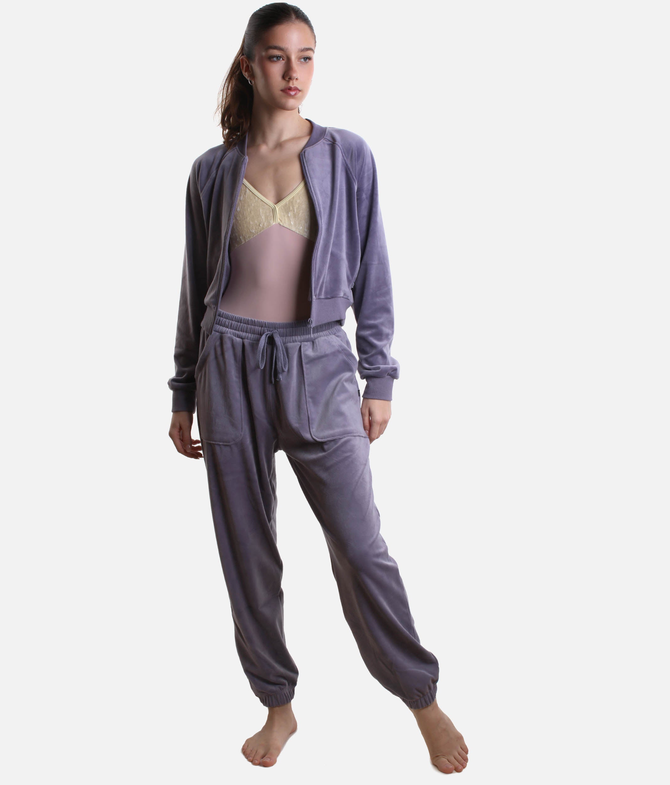 Velvet Sweatpant for Dancers, High-Waist Warm-Up Joggers with Pockets - P80003