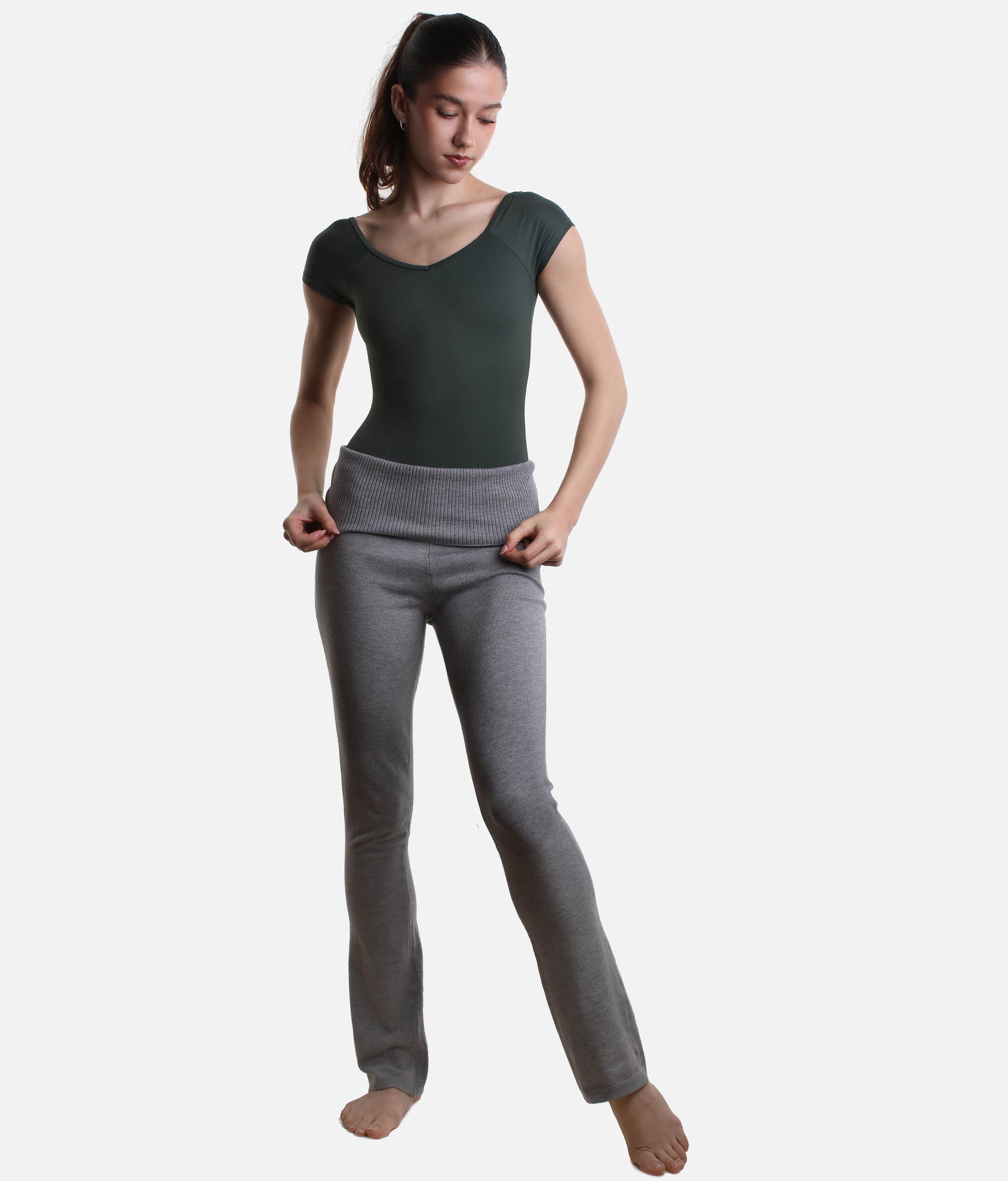 Solstice Knit Dance Pants, High-Waist Bootcut Warm-Up Trousers - P80005