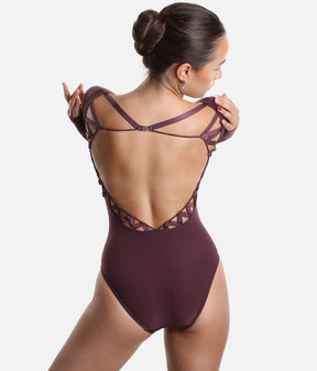 Long Sleeved/Laced Back Leotard - CHEVRON