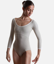 ALMA MIST GREEN Ballet Leotard with Open Back and 3/4 Sleeves