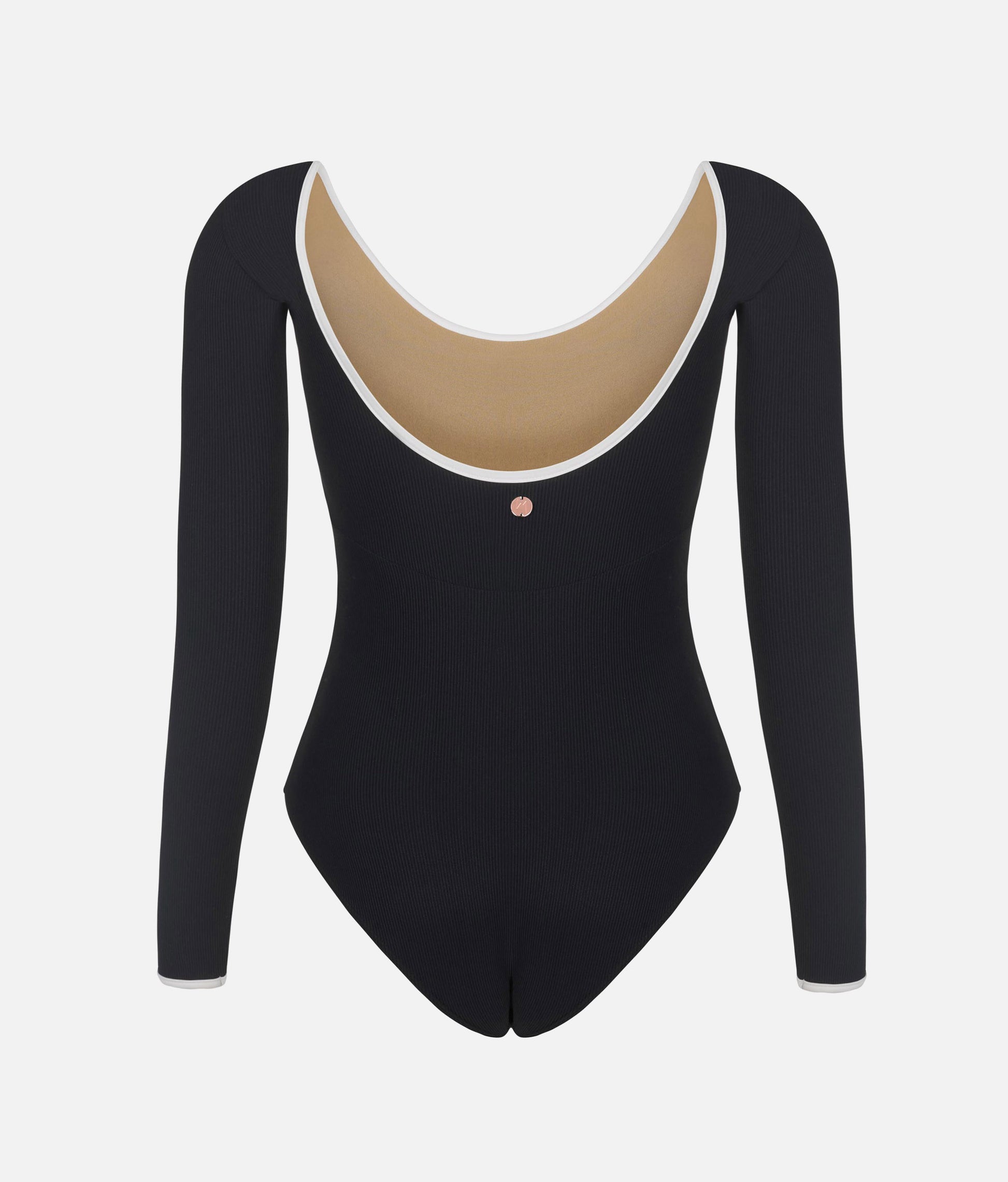BLACK Ballet Leotard with Open Back and 3/4 Sleeves - ALMA