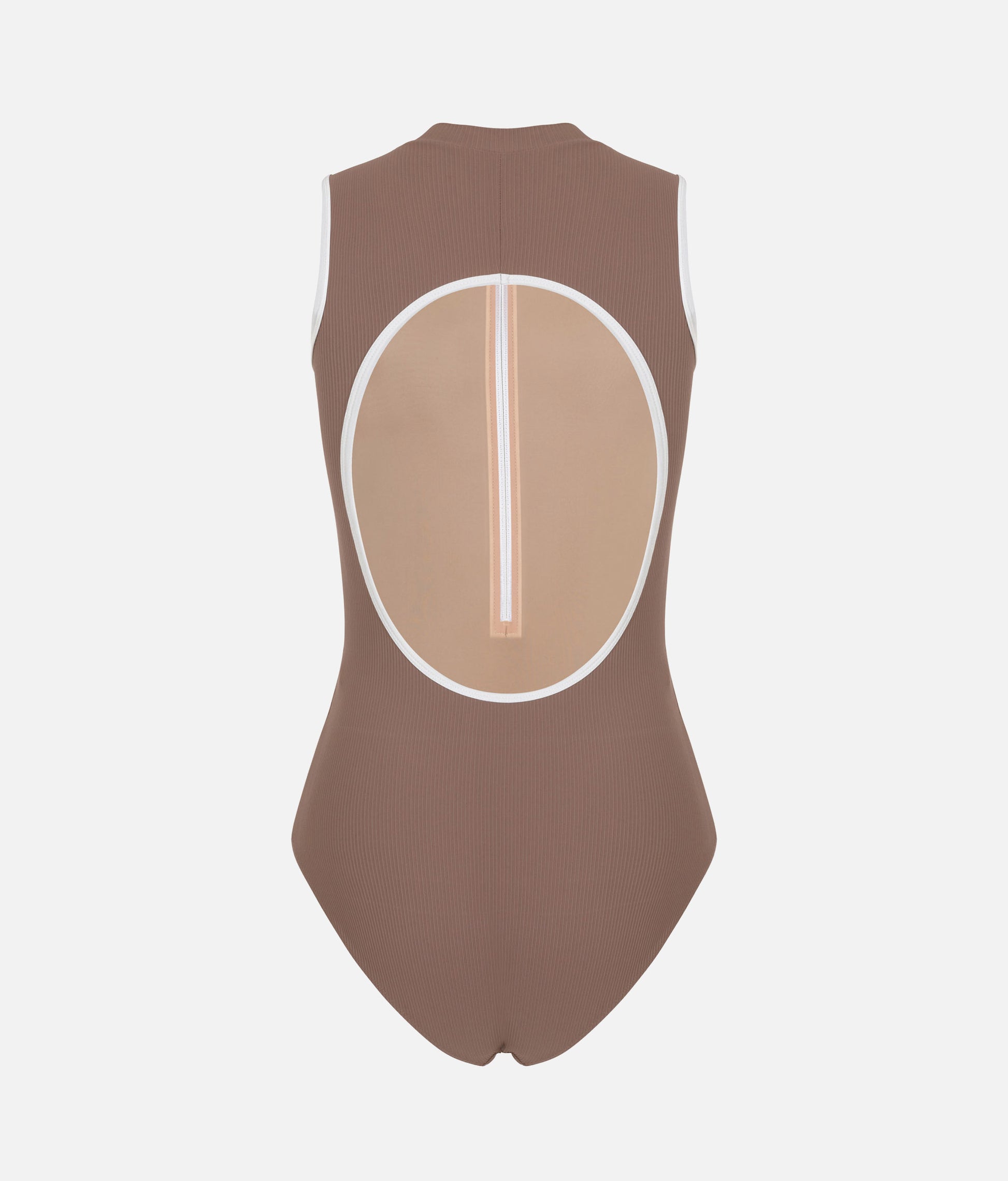 Open Back Ballet Leotard for Women, Elegant Zip Front - AURA MOCHA