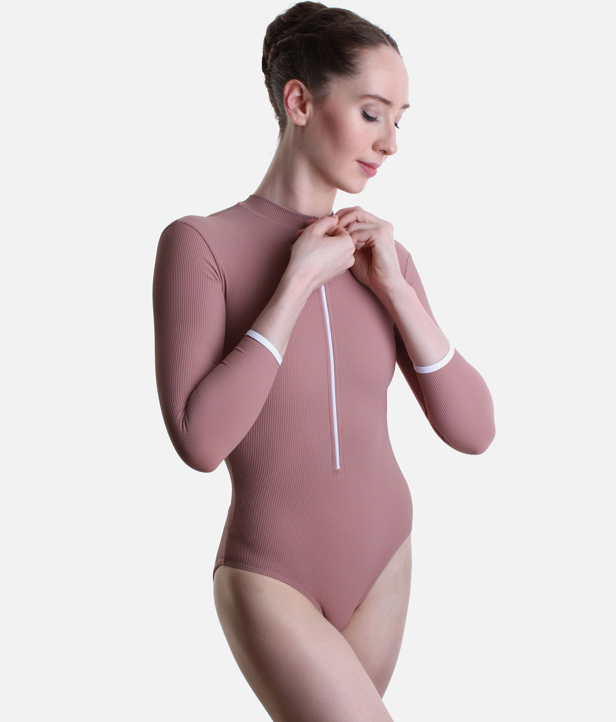Mara Dancewear Aura – Dusty Rose Long Sleeve Ballet Leotard