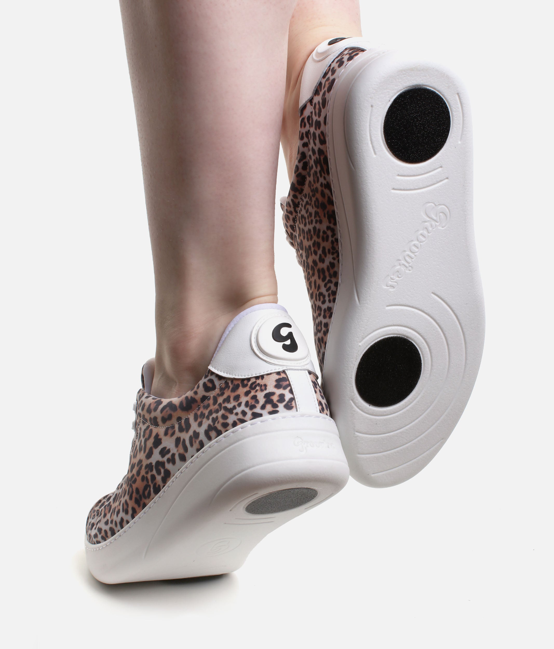 Dance Sneakers, Leopard Leather Spin & Glide Shoes - Groovies BALI
