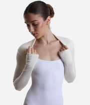 Knit Ballet Bolero Shrug, Long Sleeve Warm-Up with Thumbholes