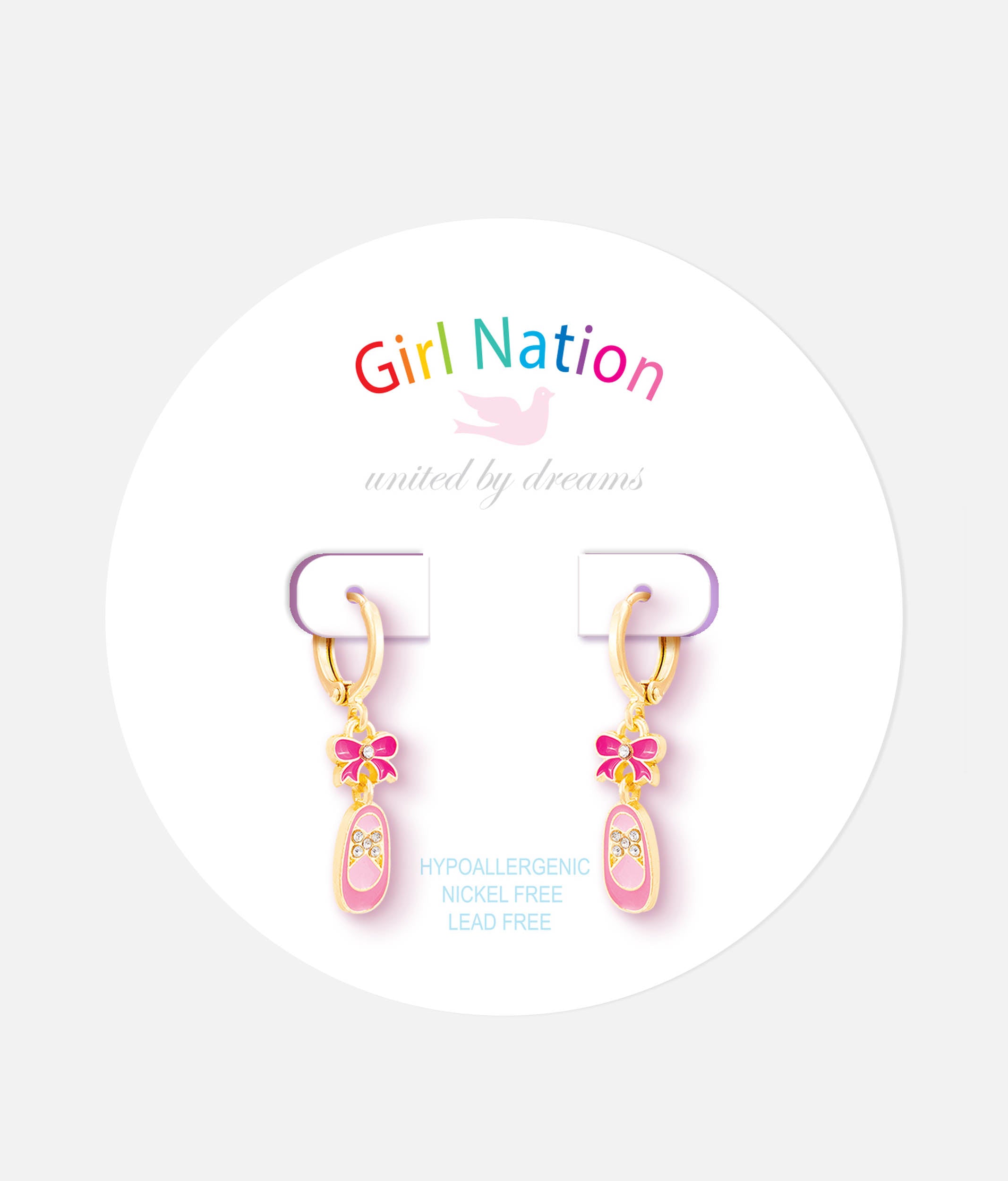 Dangle Earrings, Ballet Shoes Bliss - Huggie Hoop