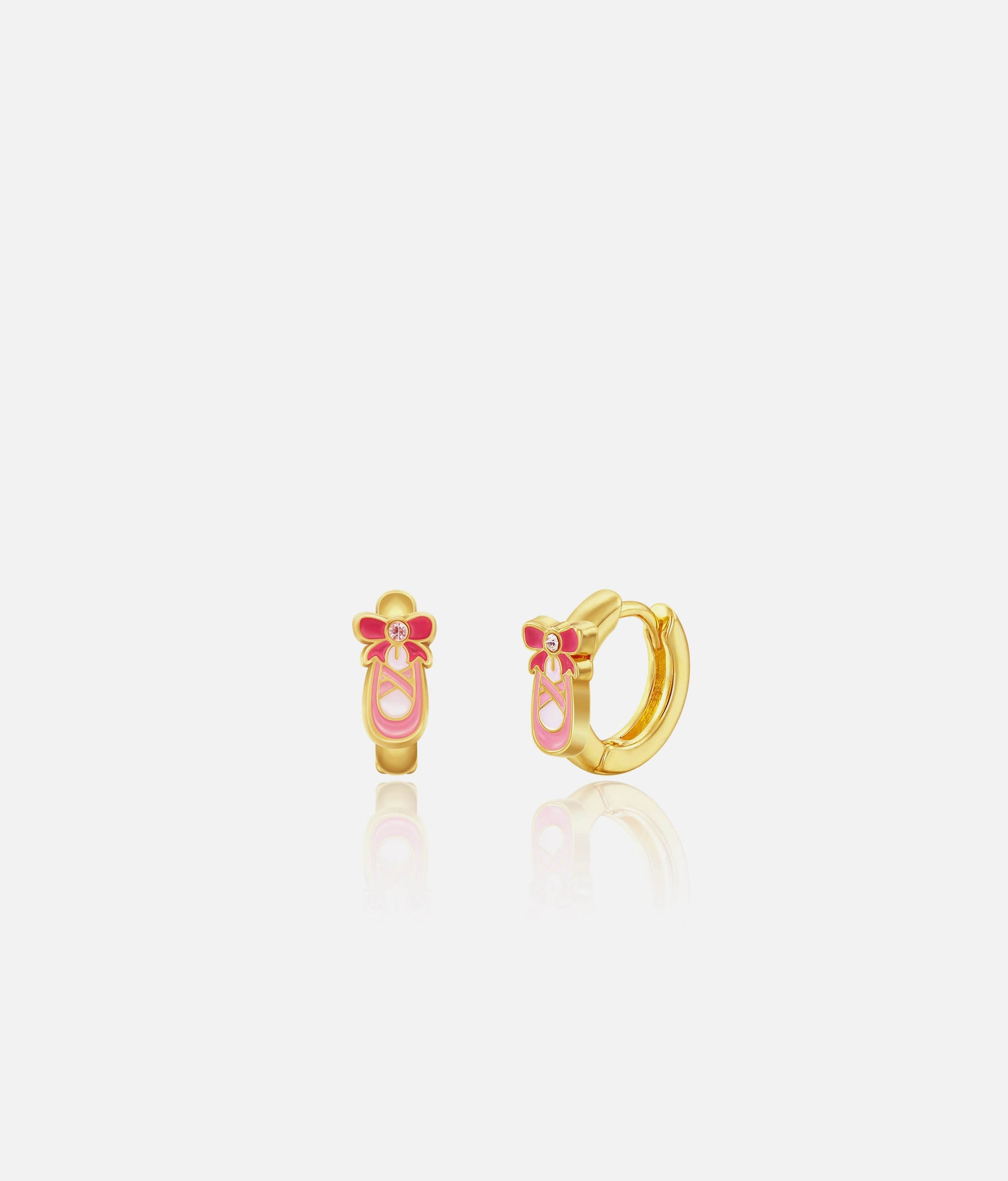 Ballet Shoe Earlets - 18K Gold Plated Girls Huggie Earrings