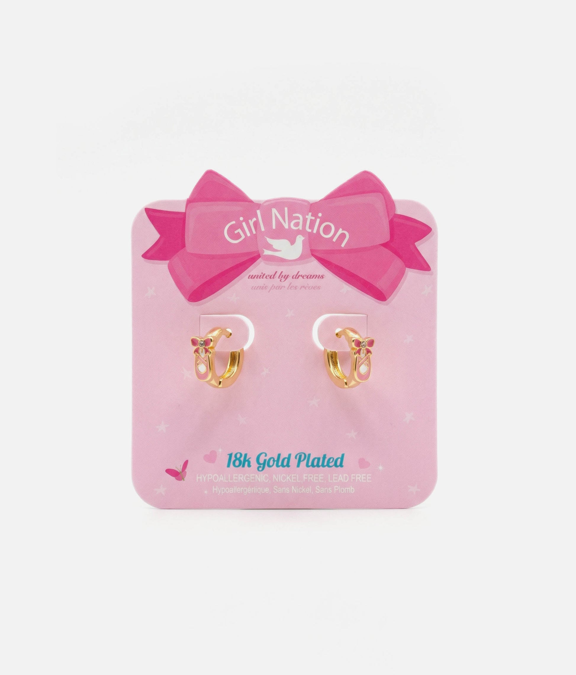 Ballet Shoe Earlets - 18K Gold Plated Girls Huggie Earrings