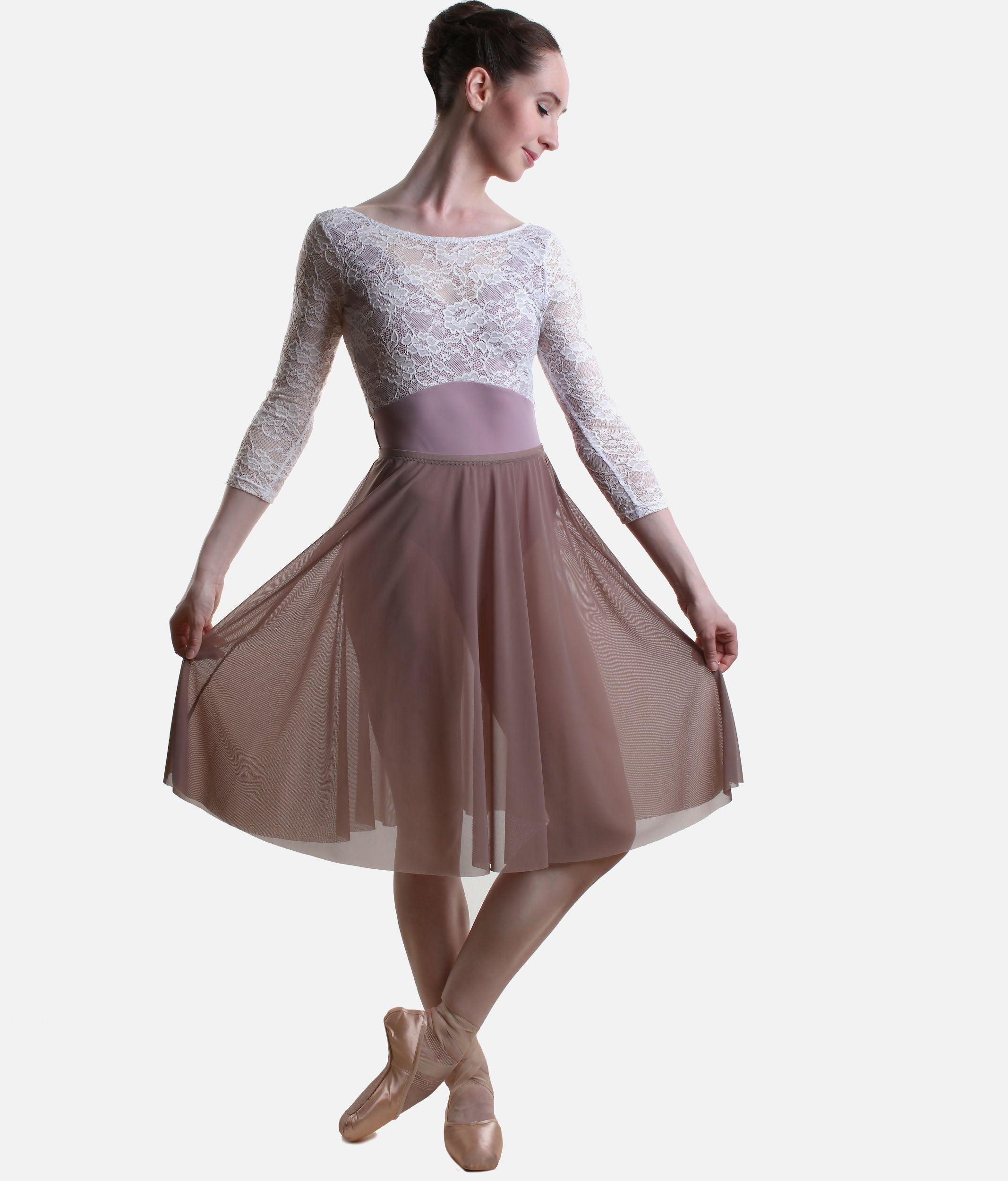 Long Mesh Ballet Skirt, Pull-On Ballet Rehearsal Skirt - ARIANA