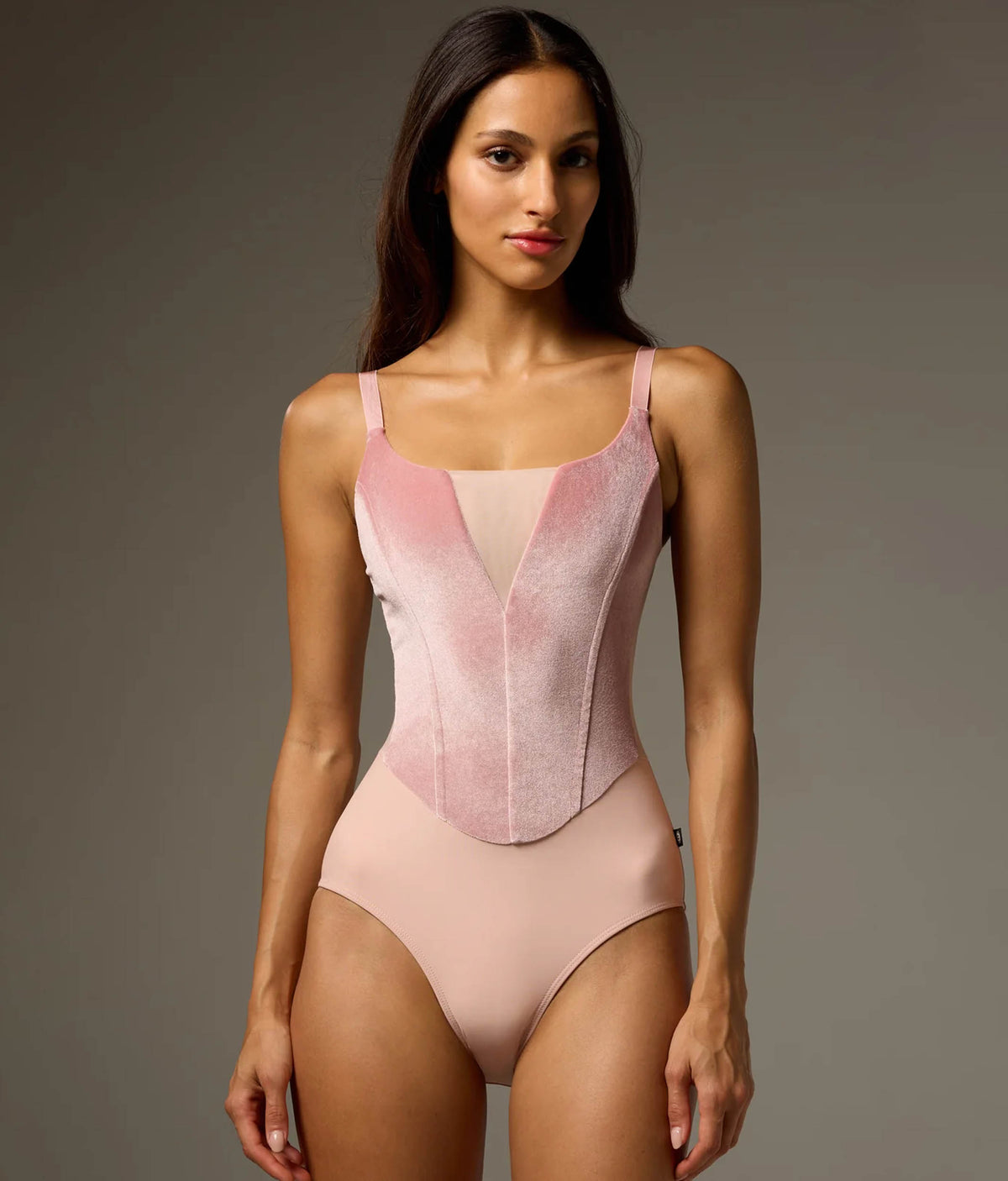 Bodile Bella Bon Bon Camisole Ballet Leotard – Pink Velvet & Mesh