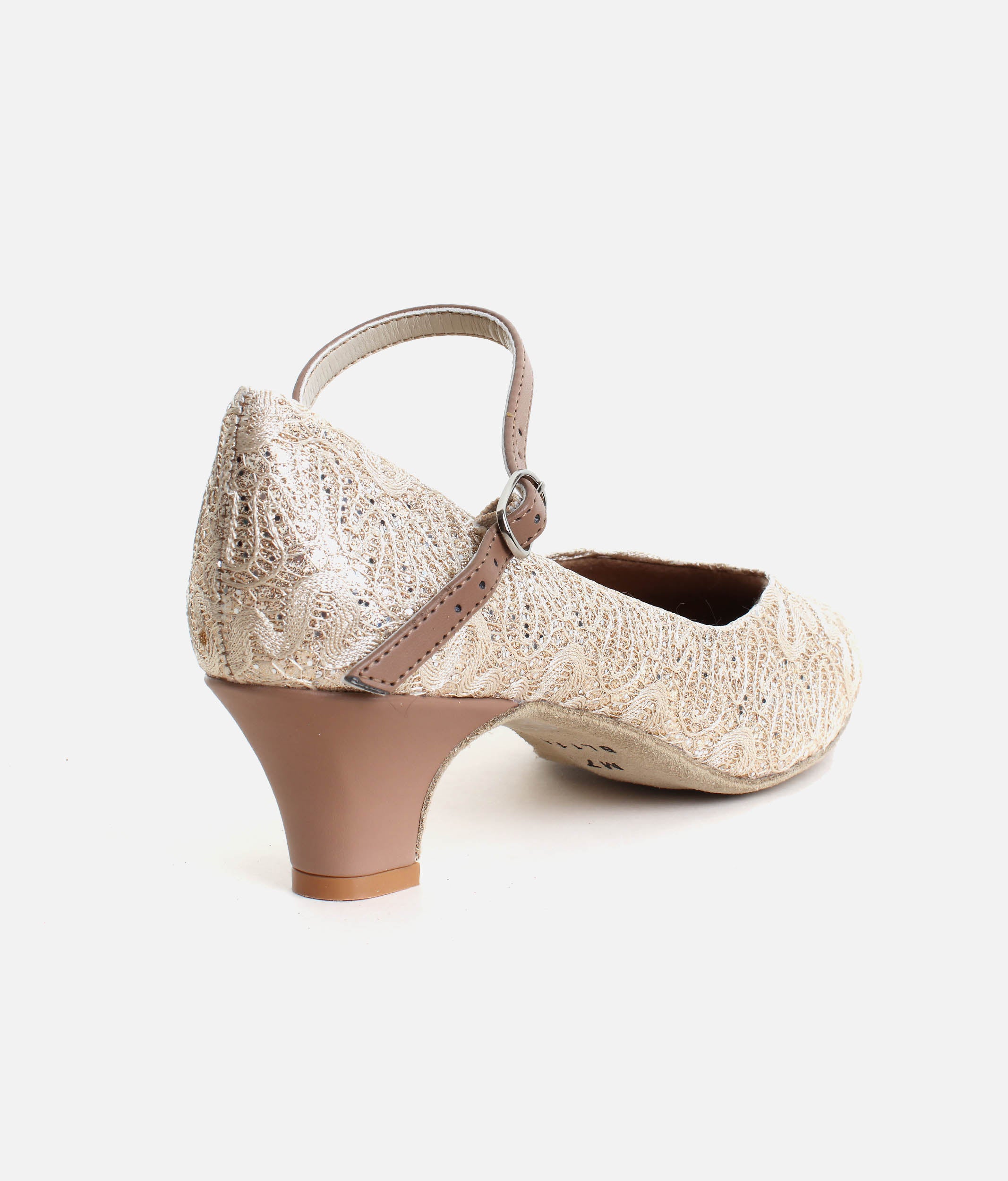 BL116 - Low Heel Ballroom Dance Shoes, Sparkle Fabric with Suede Sole