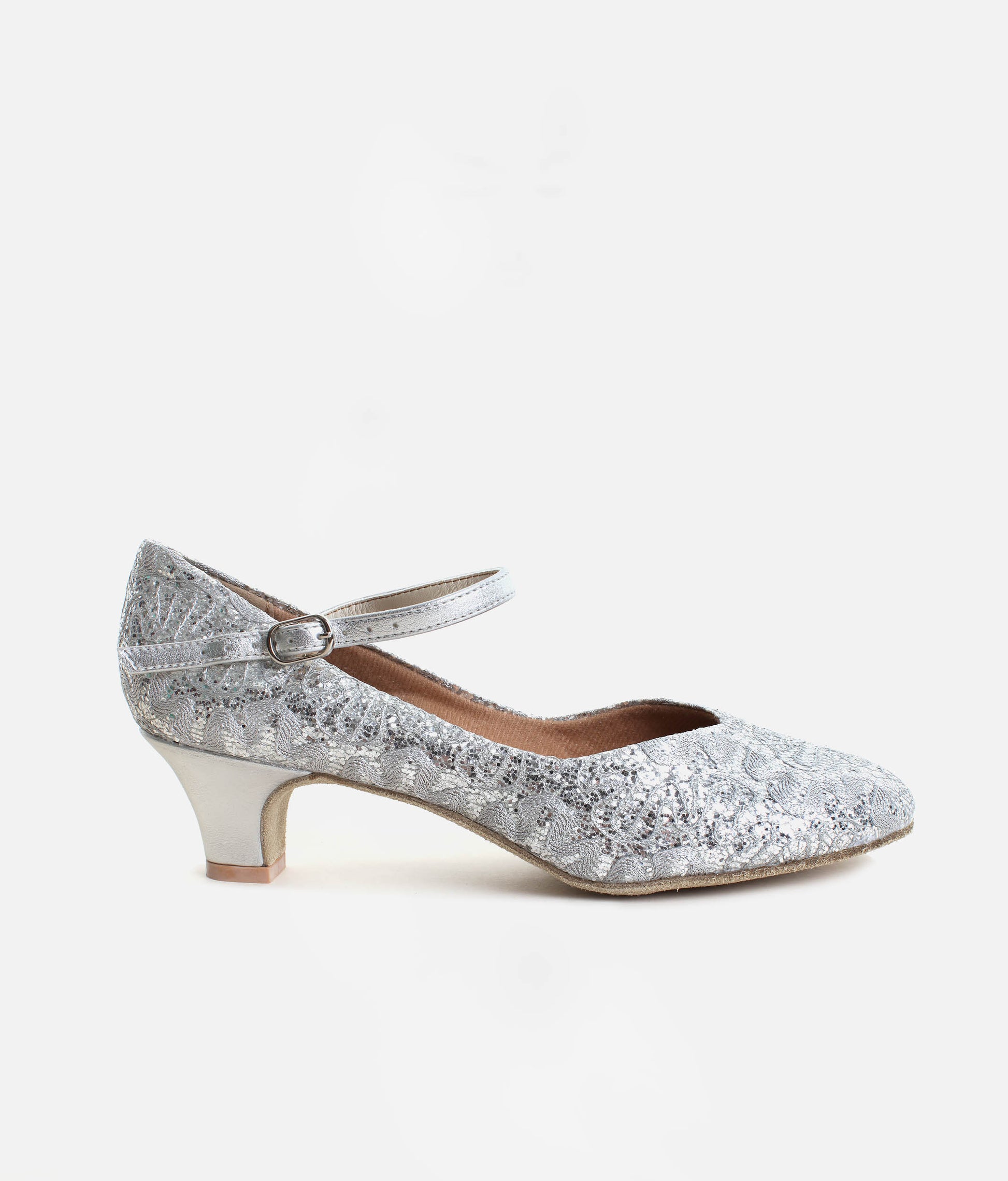 BL116 - Low Heel Ballroom Dance Shoes, Sparkle Fabric with Suede Sole