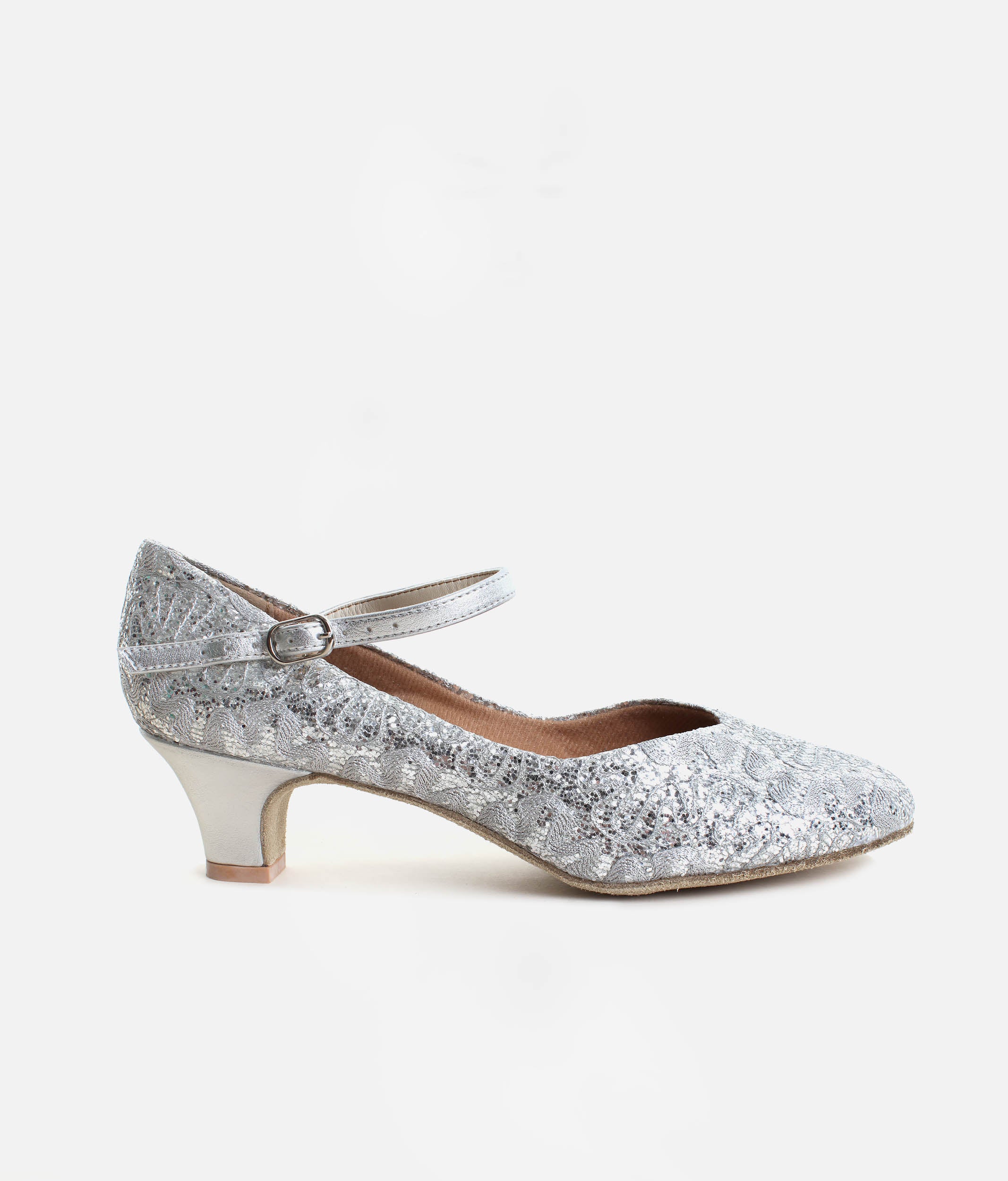 BL116 - Low Heel Ballroom Dance Shoes, Sparkle Fabric with Suede Sole
