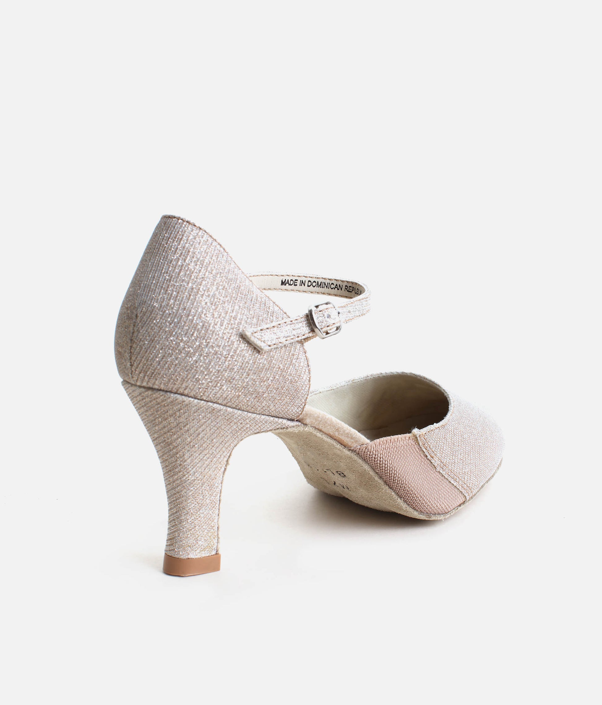 BL118 - Sparkling Ballroom Practice Shoes with Buckle Strap & Full Suede Sole