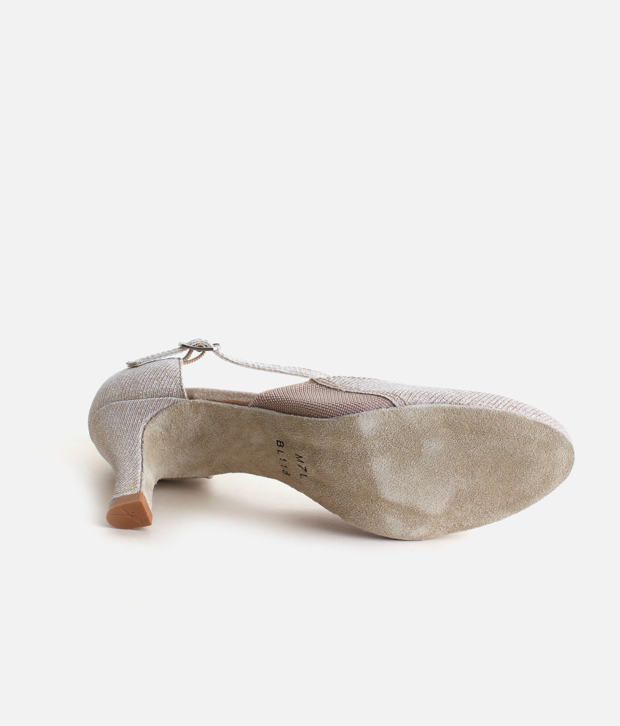 BL118 - Sparkling Ballroom Practice Shoes with Buckle Strap & Full Suede Sole