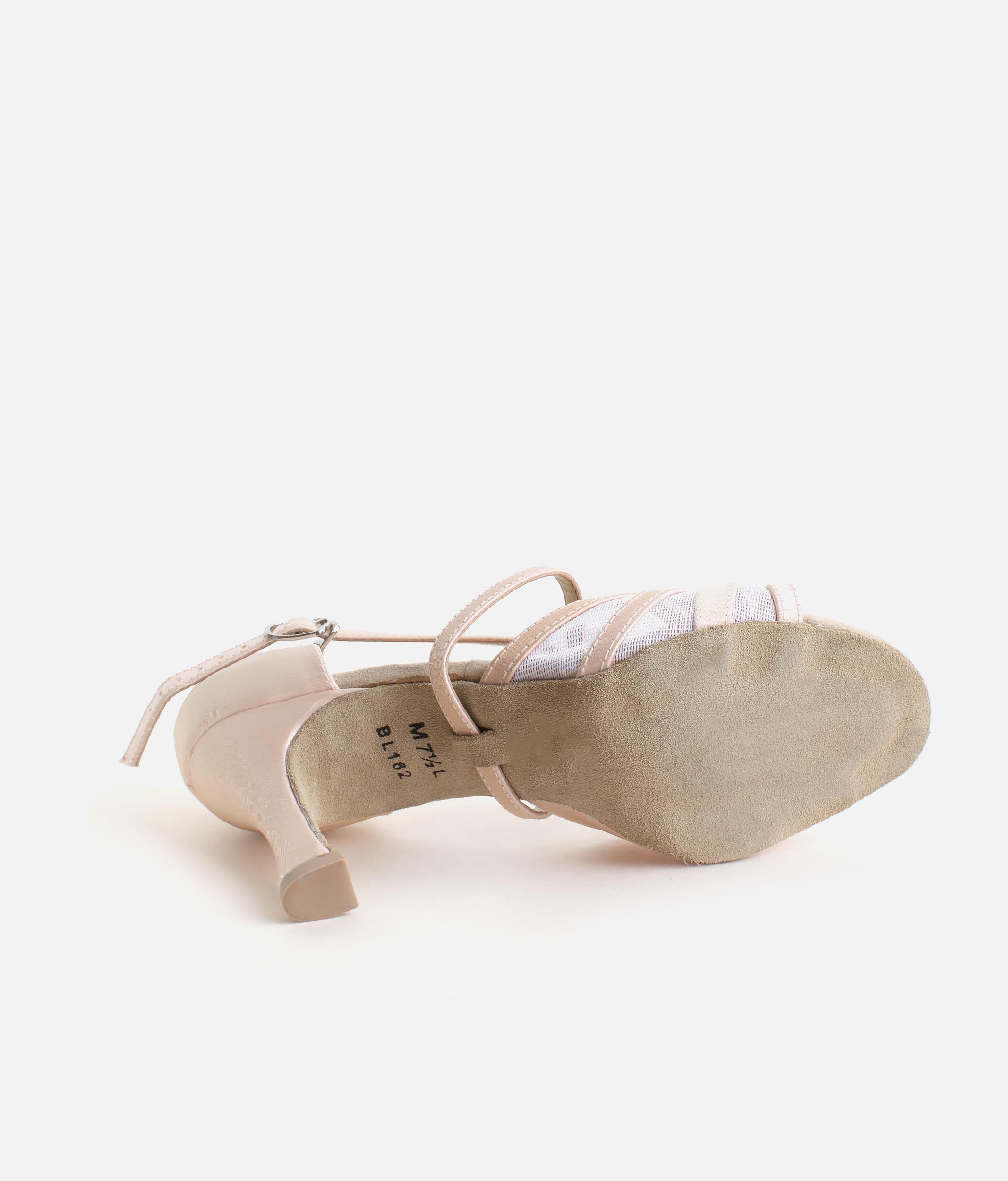 BL162 - Satin Ballroom & Latin Dance Shoes for Women with Elegant Mesh Design