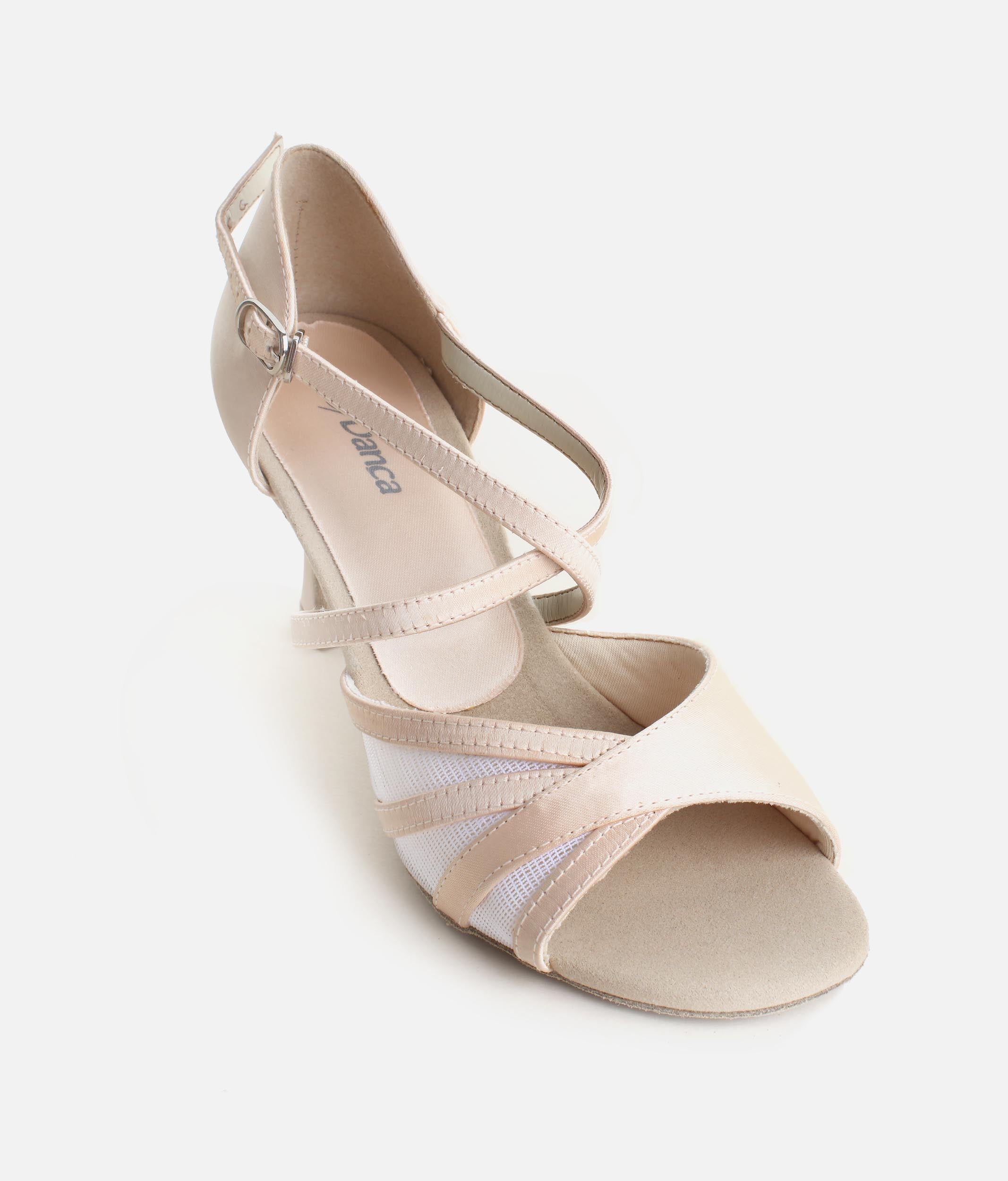 BL162 - Satin Ballroom & Latin Dance Shoes for Women with Elegant Mesh Design