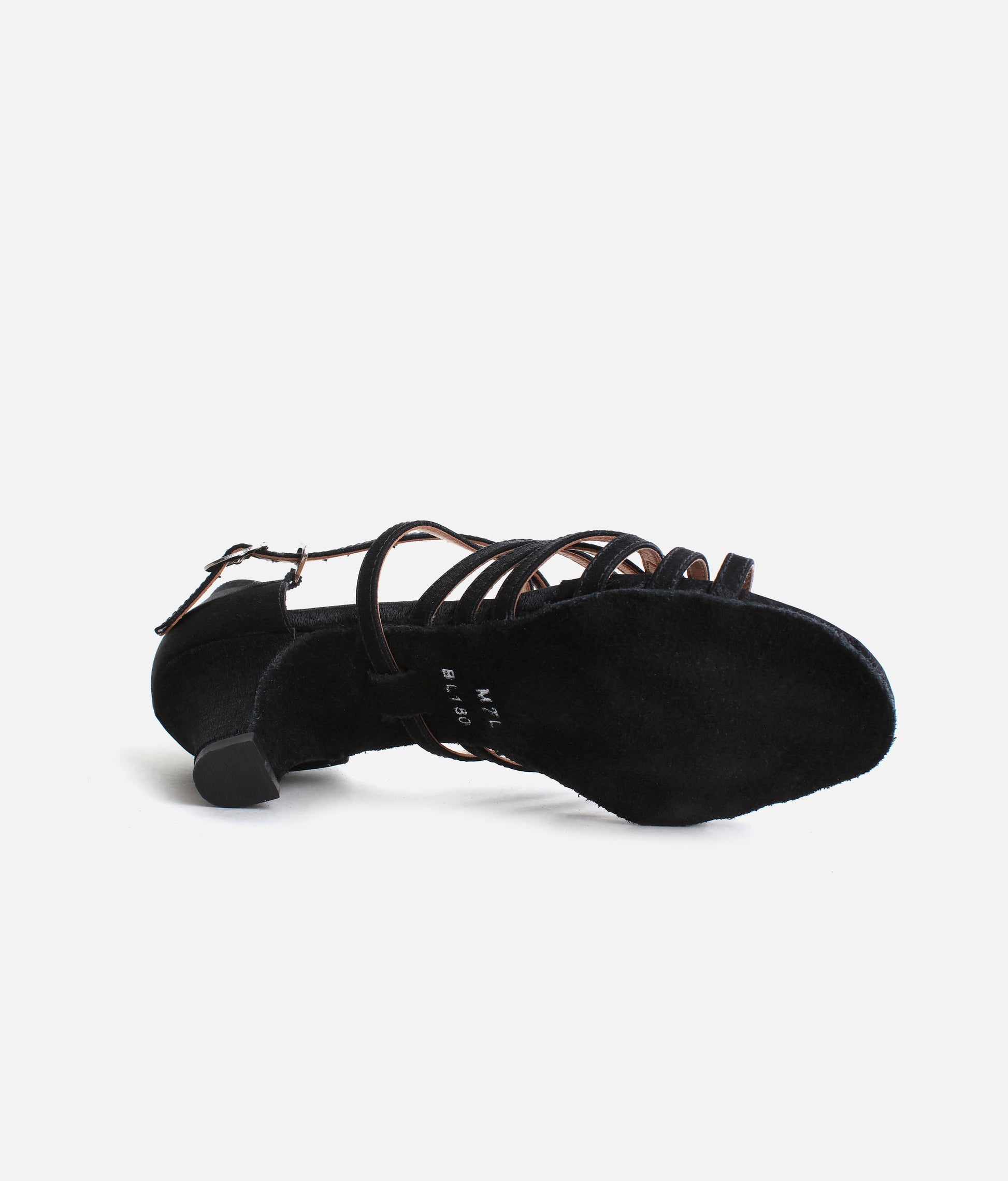 BL180 - Low Heel Satin Ballroom Heels with Cross Straps & Diamante Buckle