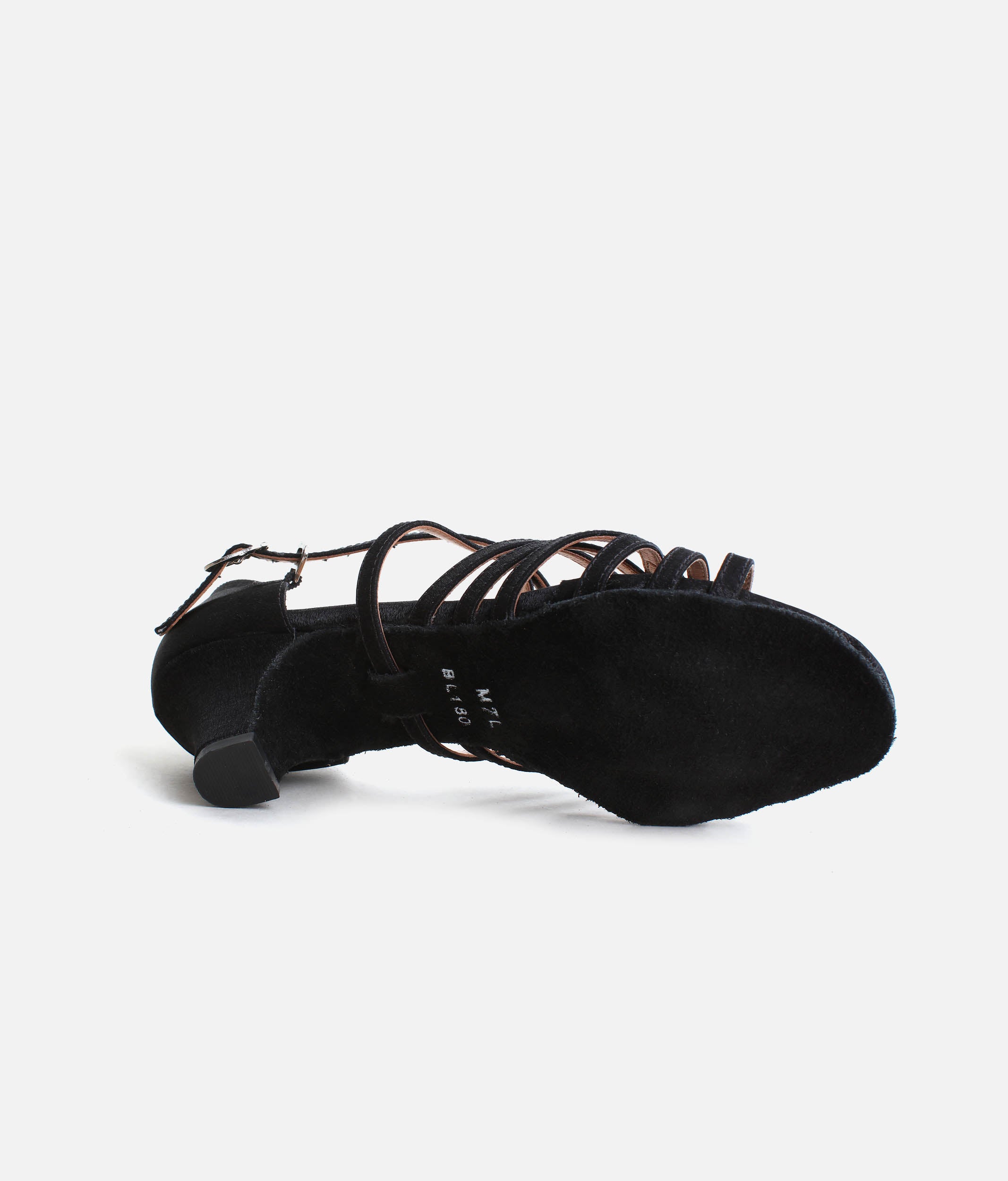 BL180 - Low Heel Satin Ballroom Heels with Cross Straps & Diamante Buckle