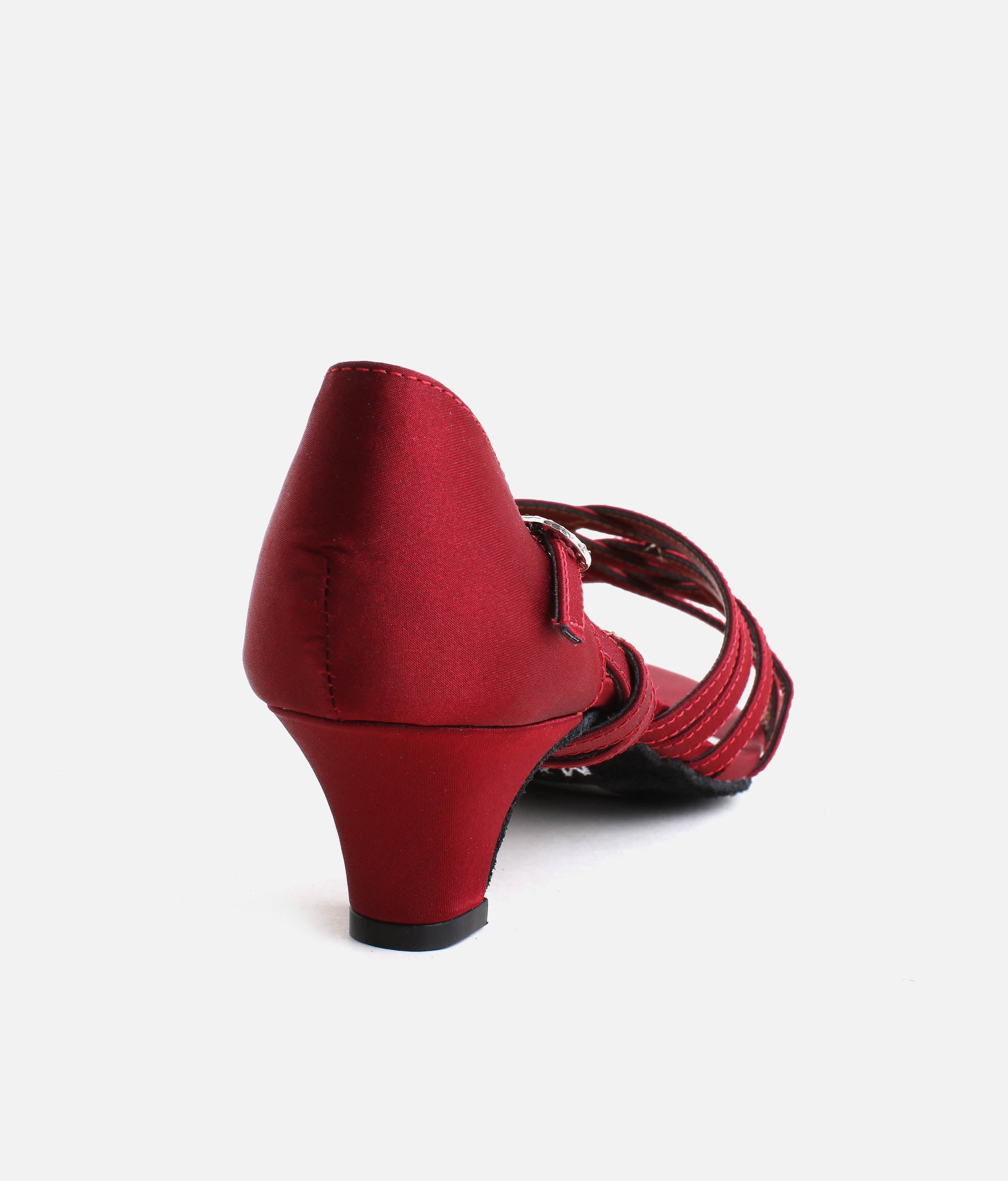 BL180 - Low Heel Satin Ballroom Heels with Cross Straps & Diamante Buckle