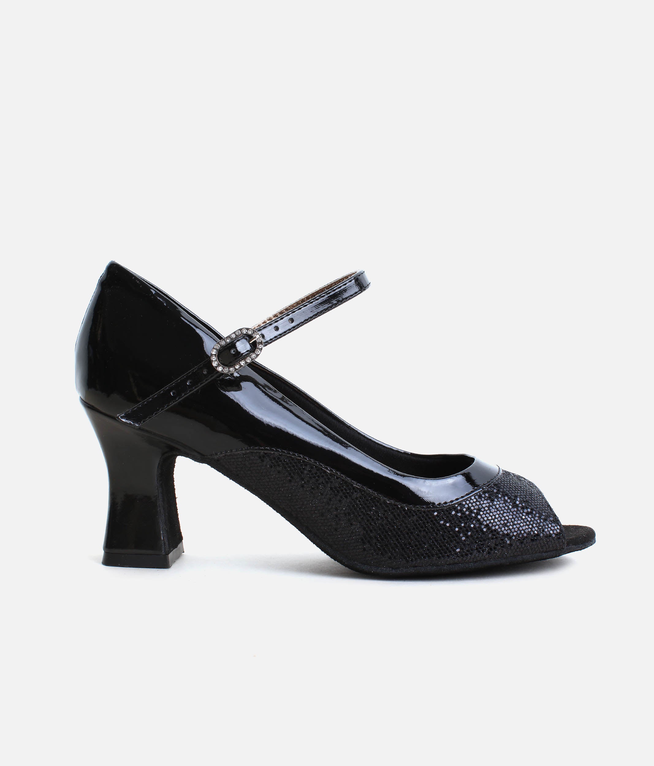 BL194 - Heeled Court Ballroom Dance Shoes, Sparkle Canvas & Patent