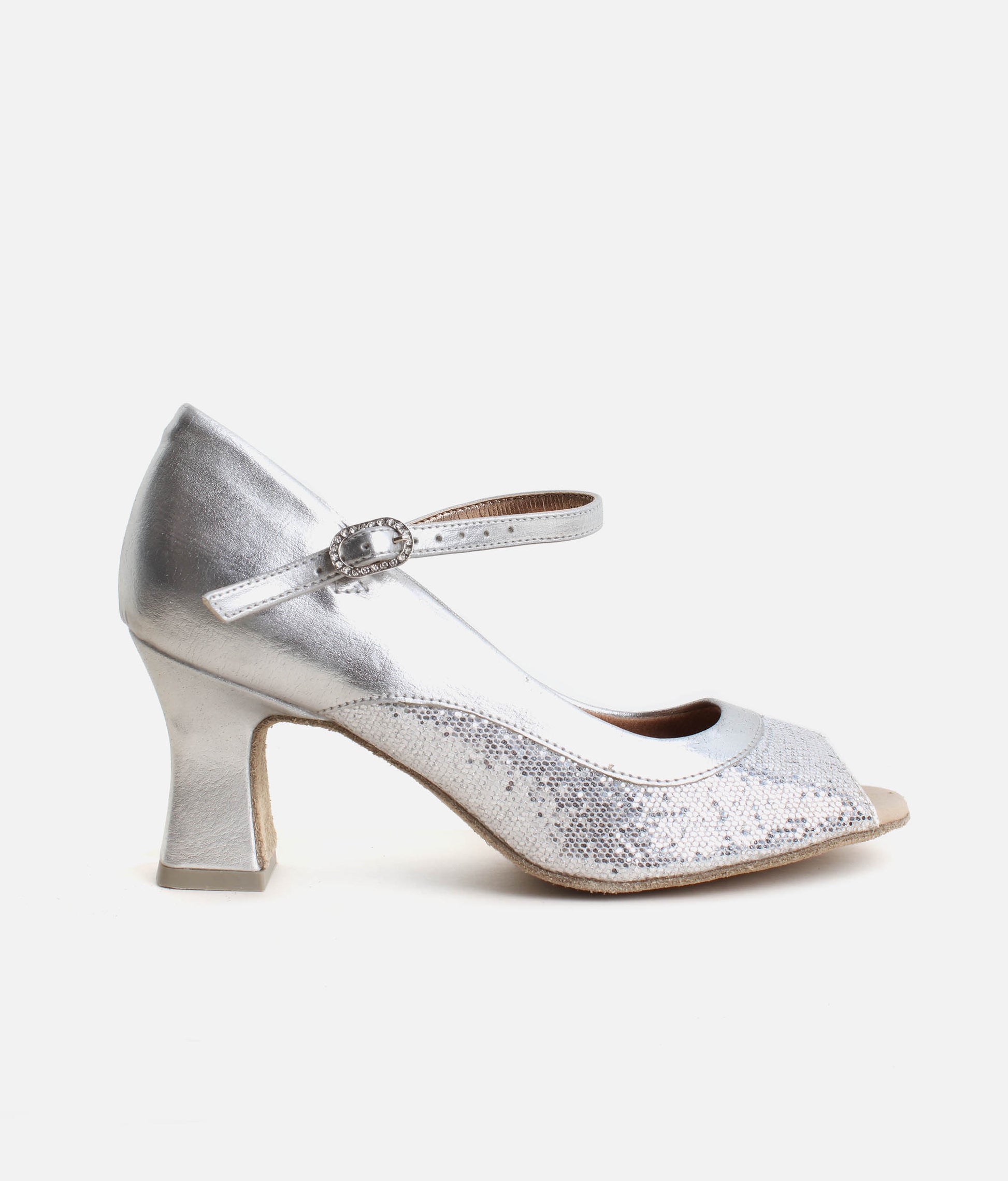 BL194 - Heeled Court Ballroom Dance Shoes, Sparkle Canvas & Patent