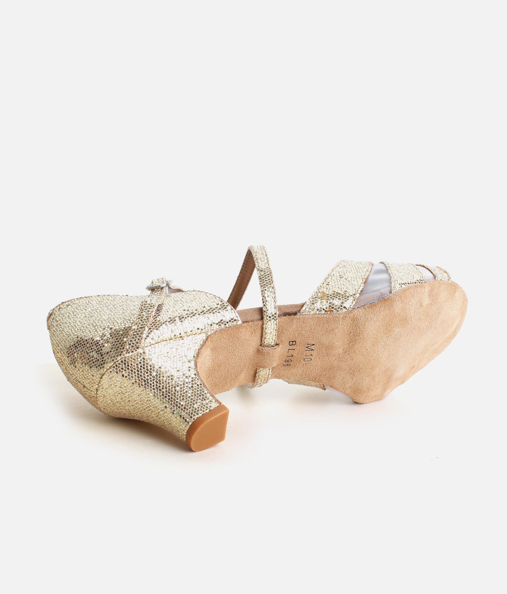Sparkly Ballroom Practice Shoes for Women with Mesh Tri-Strap - BL198