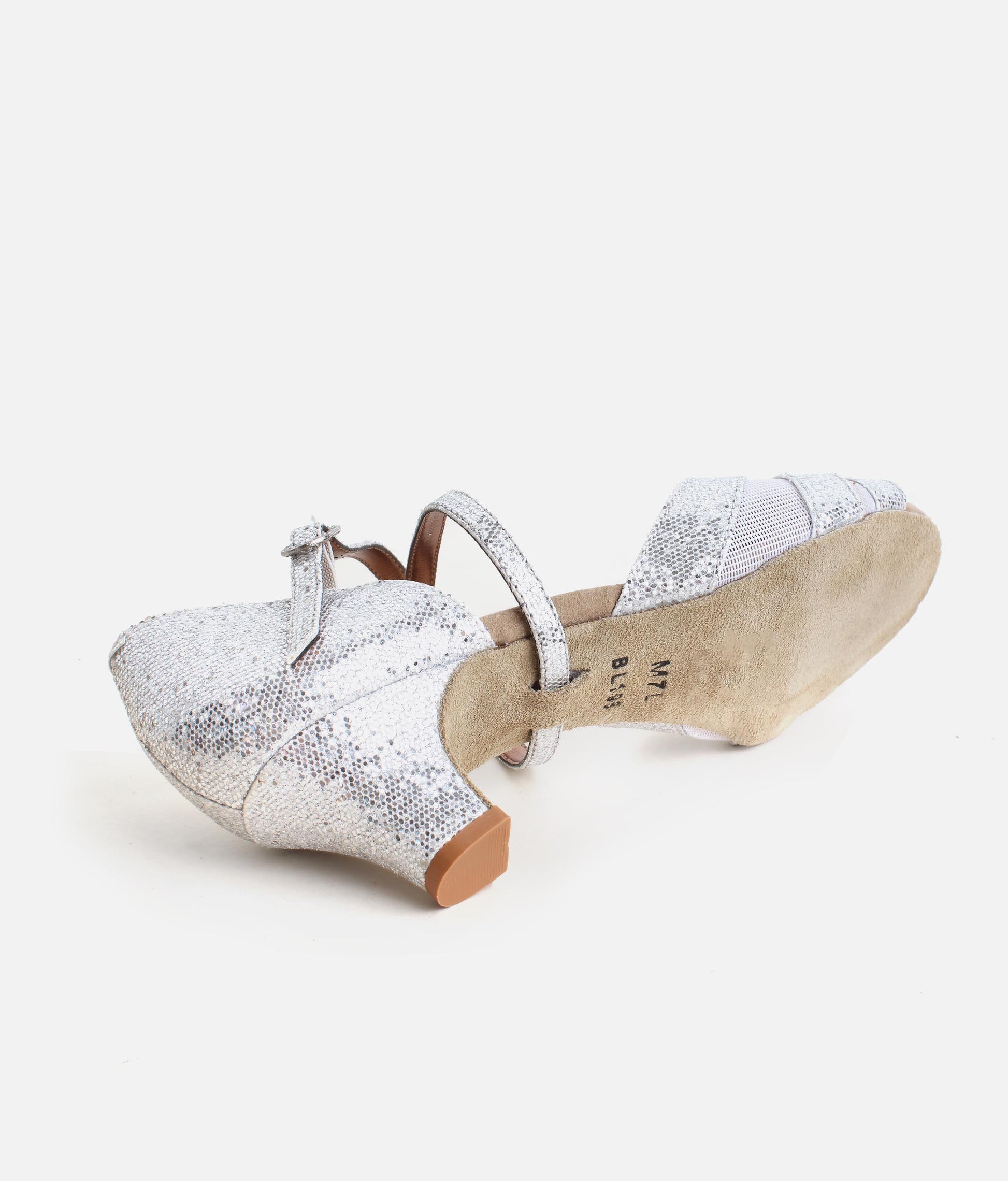 Sparkly Ballroom Practice Shoes for Women with Mesh Tri-Strap - BL198