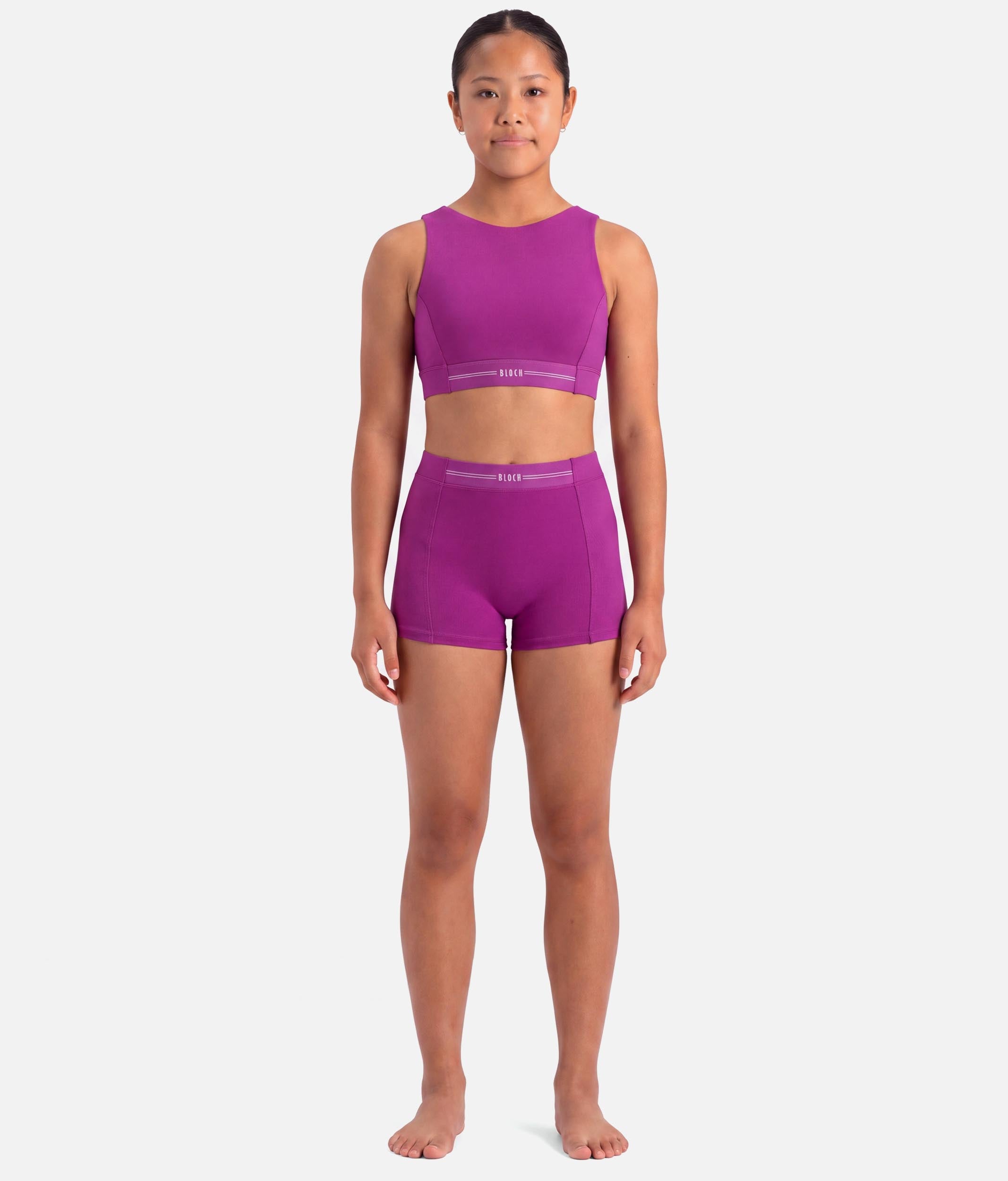 Girls Grace High-Waisted Dance Shorts in Orchid - CR90016