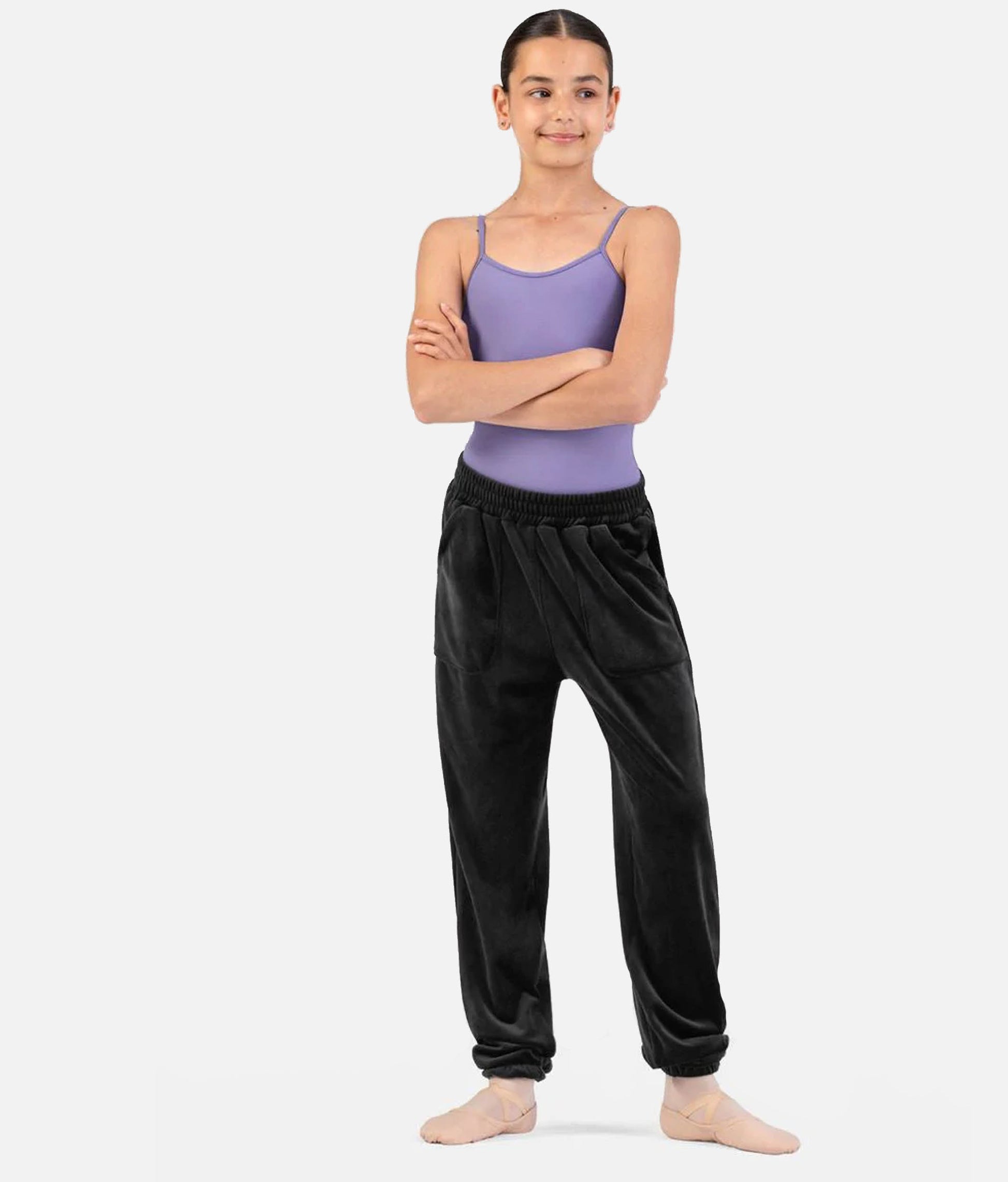 Girls Velvet Sweatpant, Cozy Dance Warm-Up with High Waist & Pockets - CP80004