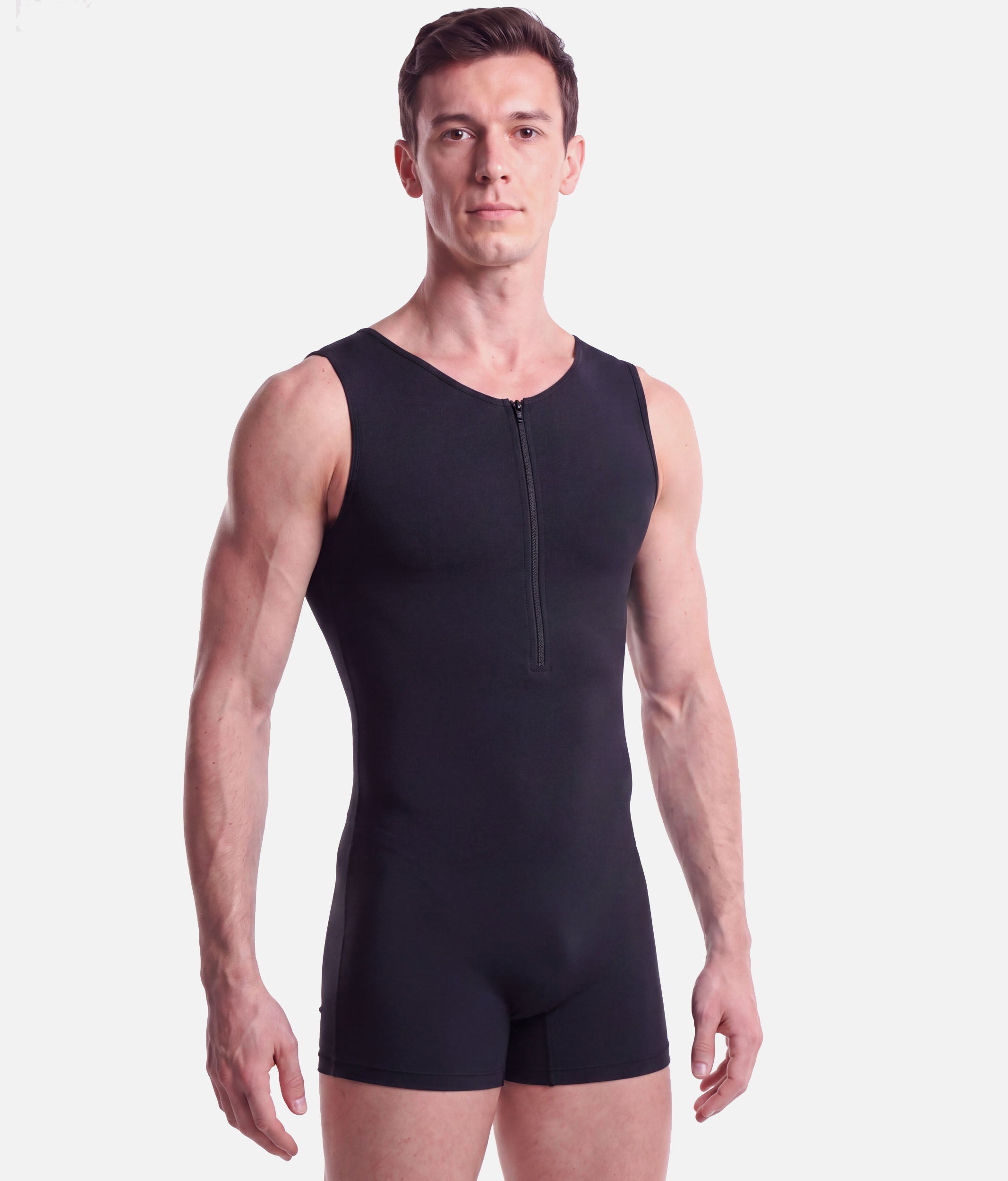 Men’s Black Zip-Front Dance Unitard BY39