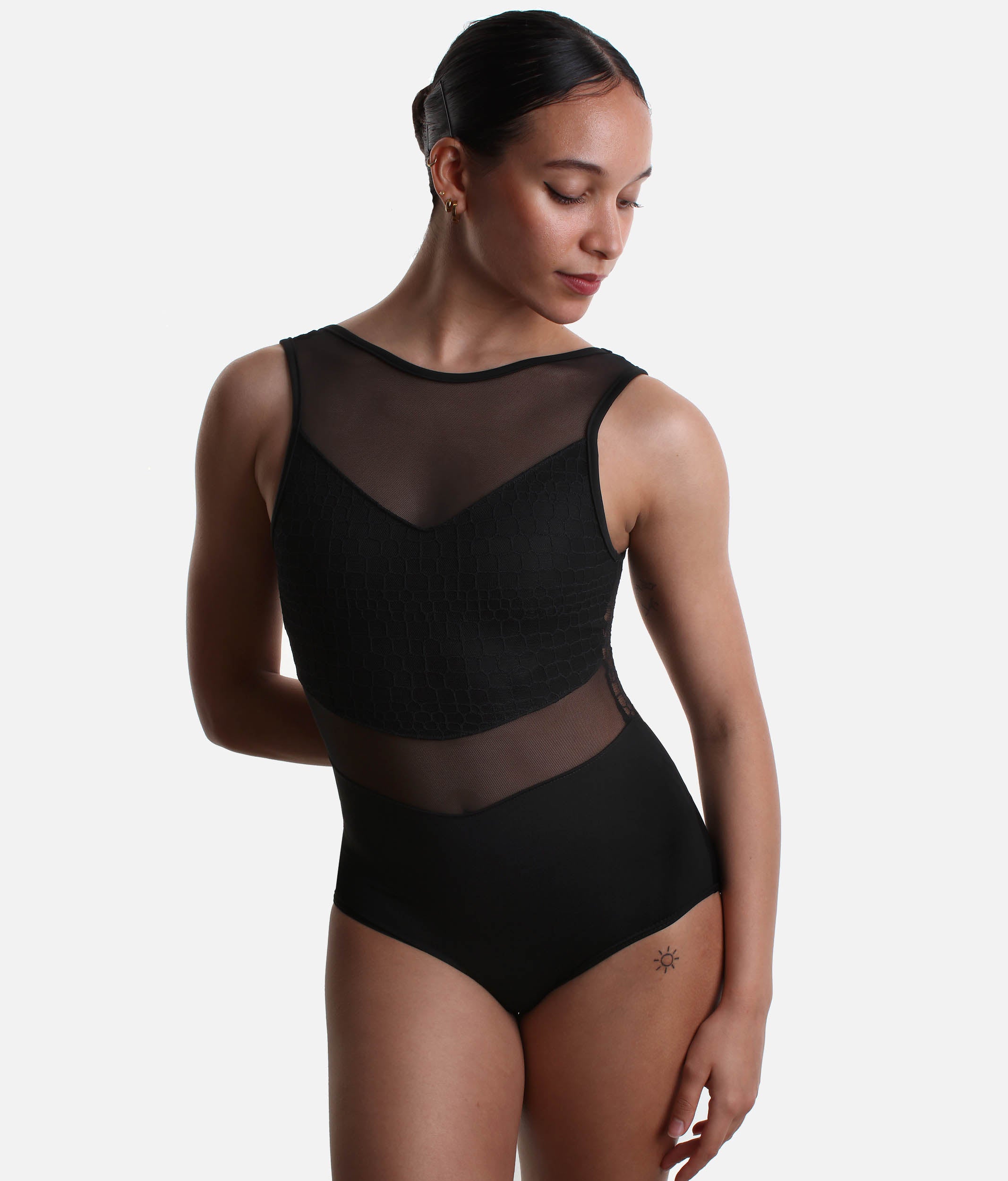 SUELI Professional Dance Leotard with Mesh Inserts Details - BY68