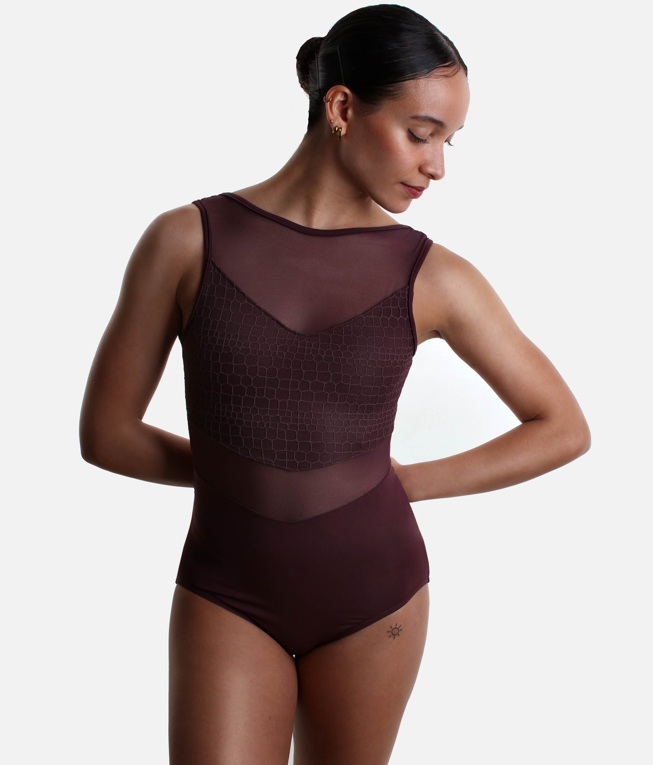 SUELI Professional Dance Leotard with Mesh Inserts Details - BY68