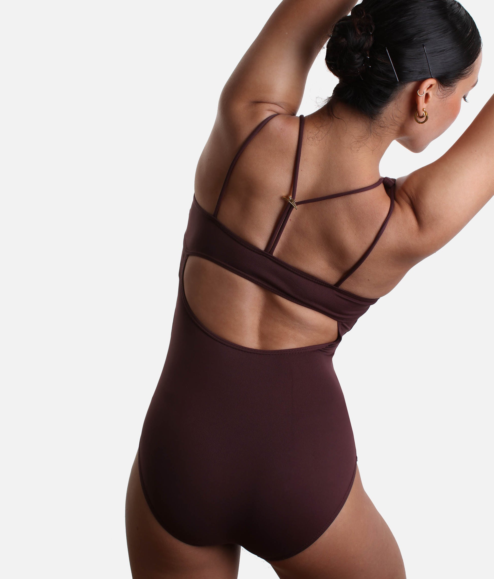 YOHANA Camisole V-Neck Leotard with Open Back Design - BY73
