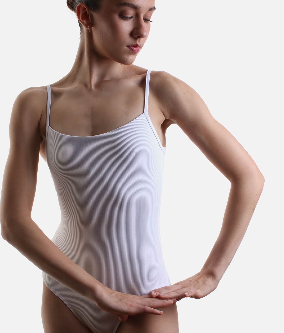 White Camisole Ballet Leotard, Adjustable Straps - CALA