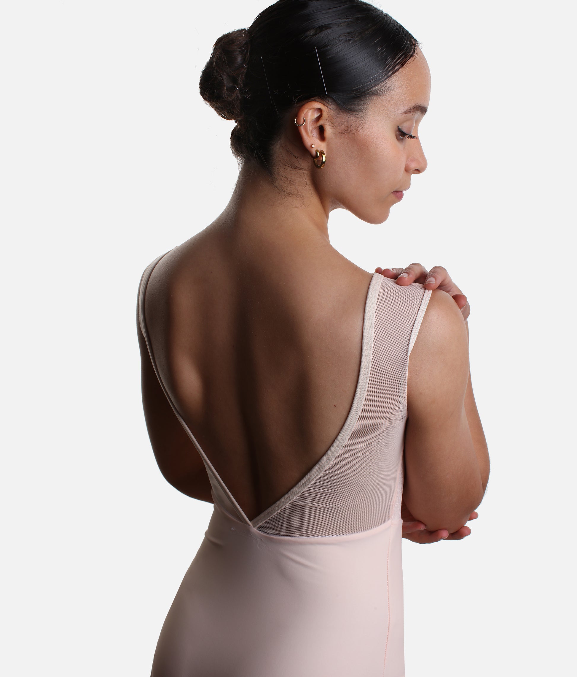 Lace Overlay Leotard with Sweetheart Neckline in Poudre Pink - CAPRICE