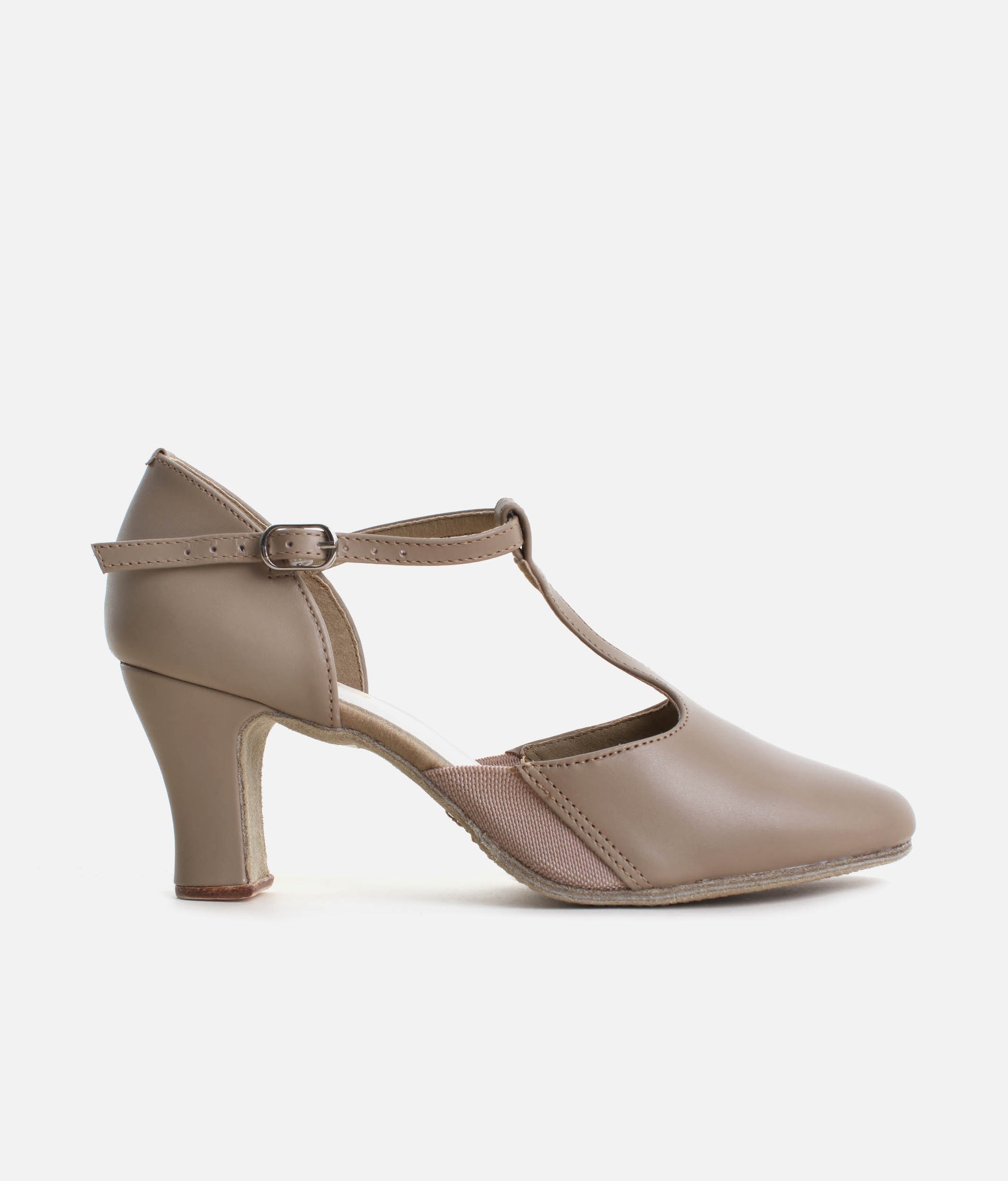 CH57 - T-Strap Character Shoes, 2.5" Heel, Suede Sole & Cushioned Suppor