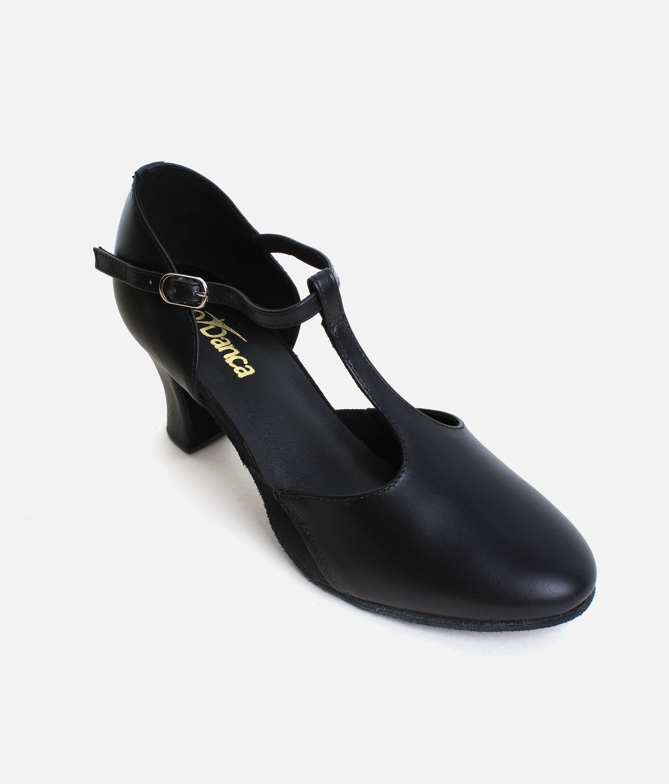 CH57 - T-Strap Character Shoes, 2.5" Heel, Suede Sole & Cushioned Suppor