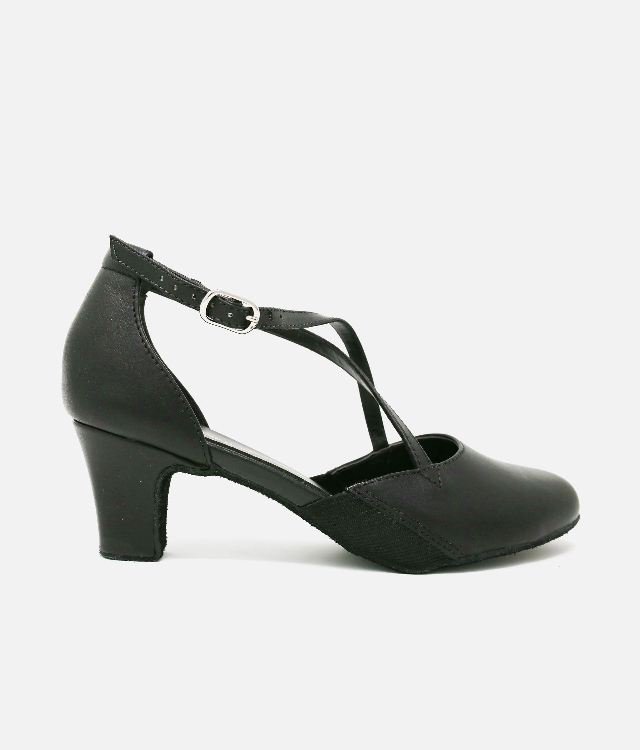 CH70 - Classic 2” Heel Character & Ballroom Practice Shoes with Cross-Strap #black_1-UK