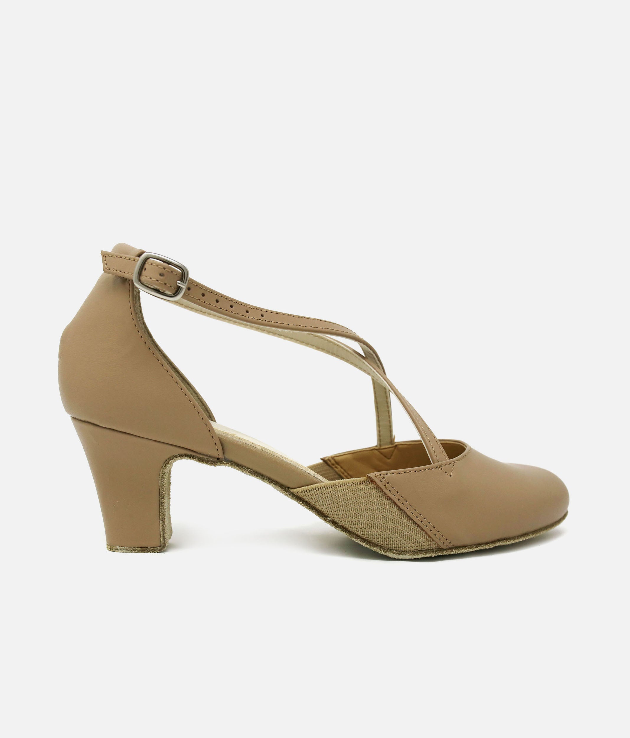 CH70 - Classic 2” Heel Character & Ballroom Practice Shoes with Cross-Strap #tan_1-UK
