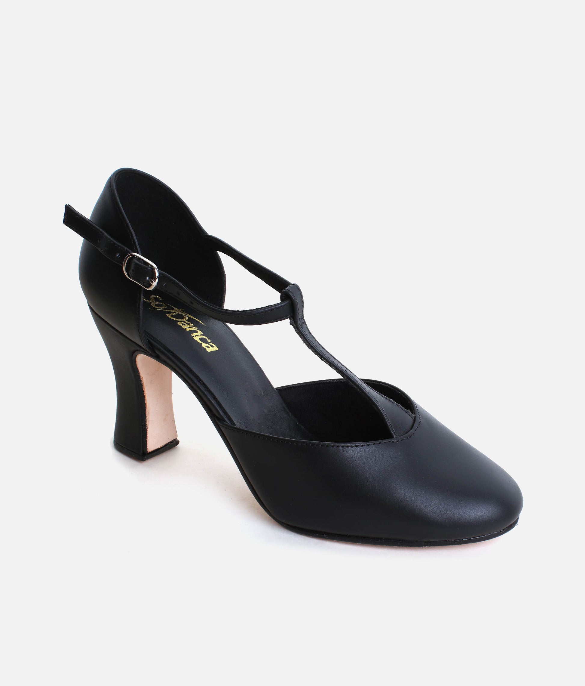 CH98 - High Heel T-Strap Character Dance Shoes, Premium Leather Upper