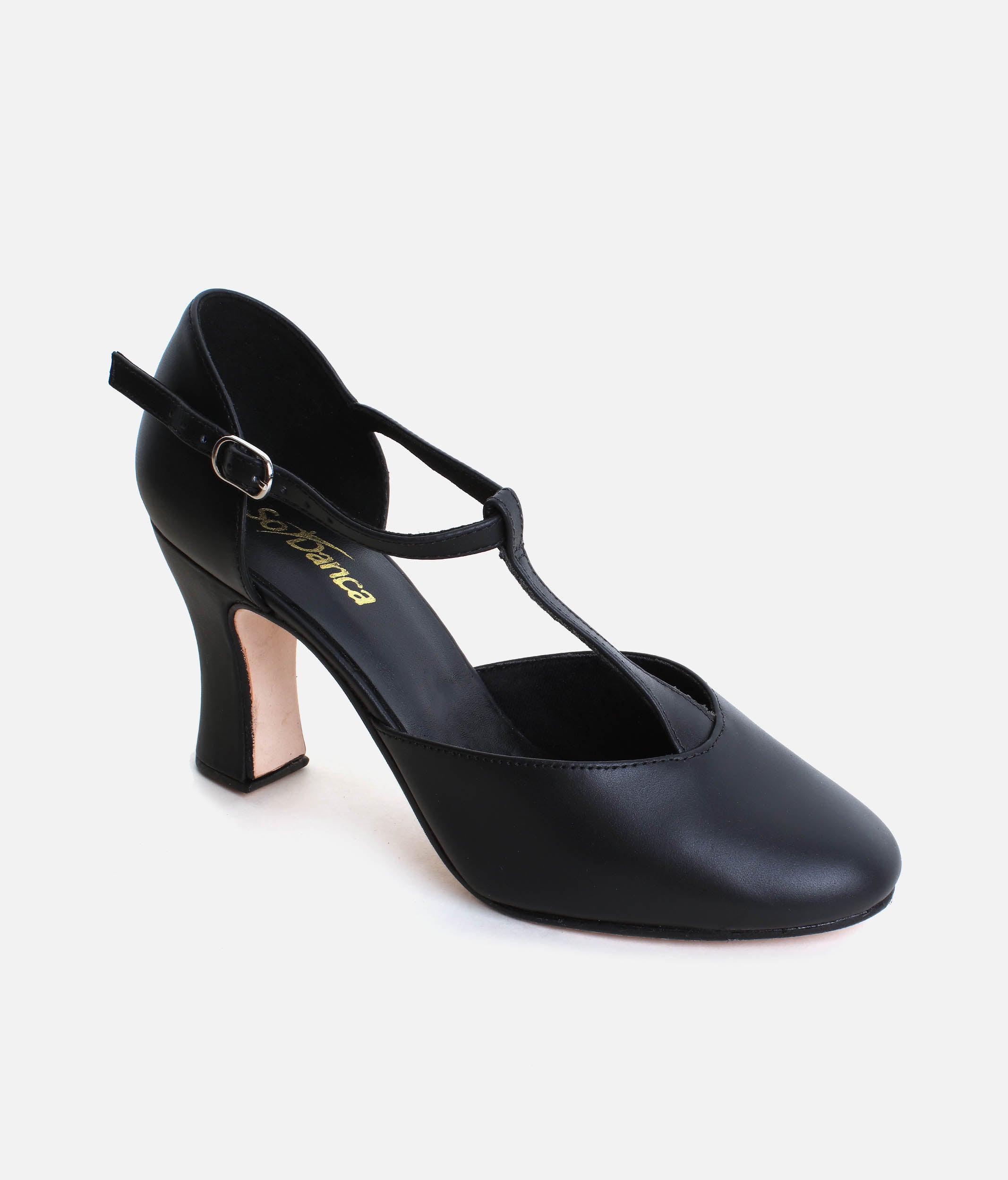 CH98 - High Heel T-Strap Character Dance Shoes, Premium Leather Upper