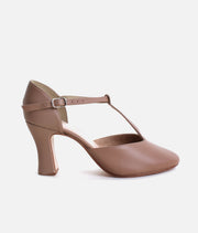 CH98 - High Heel T-Strap Character Dance Shoes, Premium Leather Upper