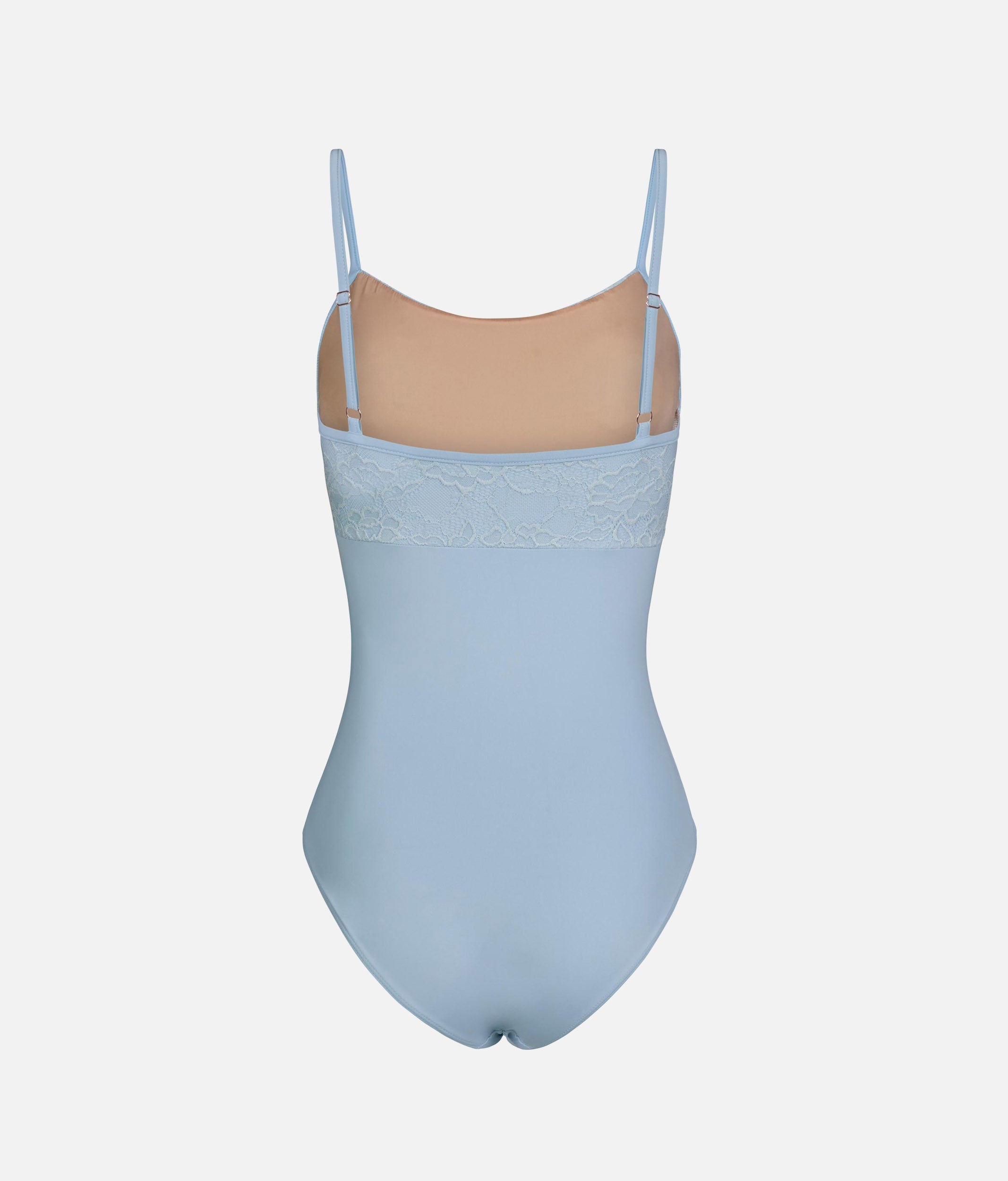 CHLOE LIGHT BLUE Lace Ballet Leotard, Adjustable Strap Camisole